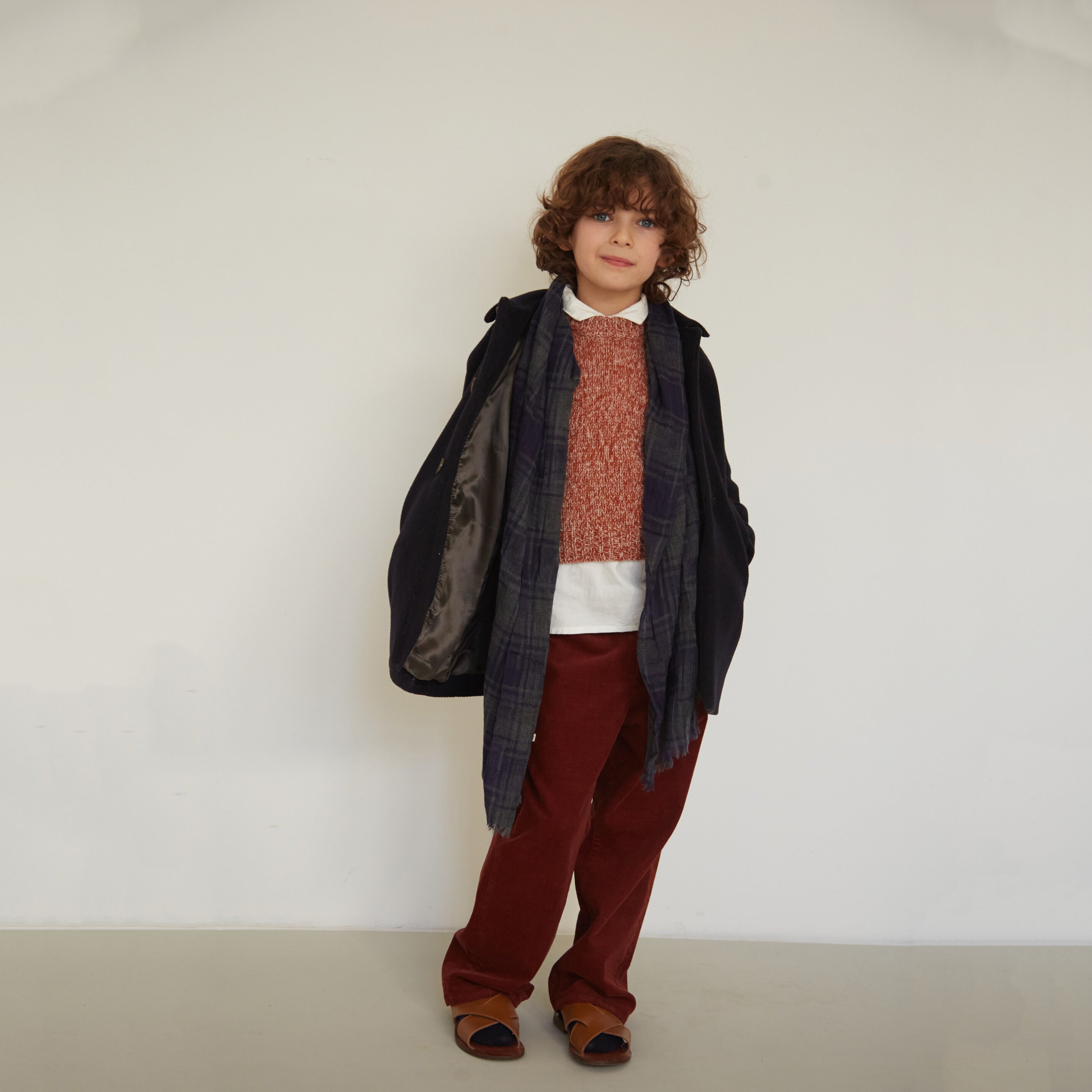 Boys & Girls Dark Blue Wool Coat