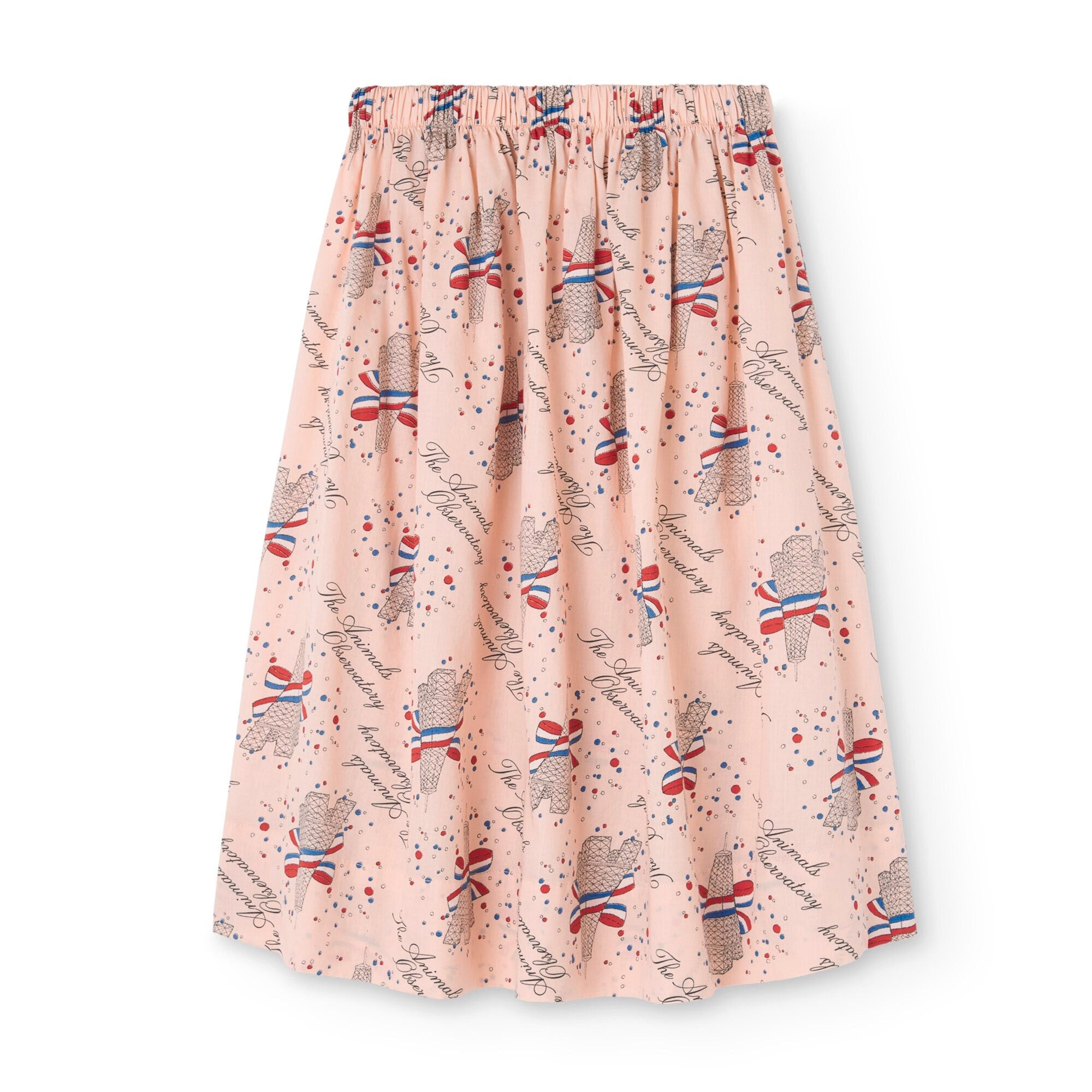 Girls Light Pink Printed Cotton Skirt