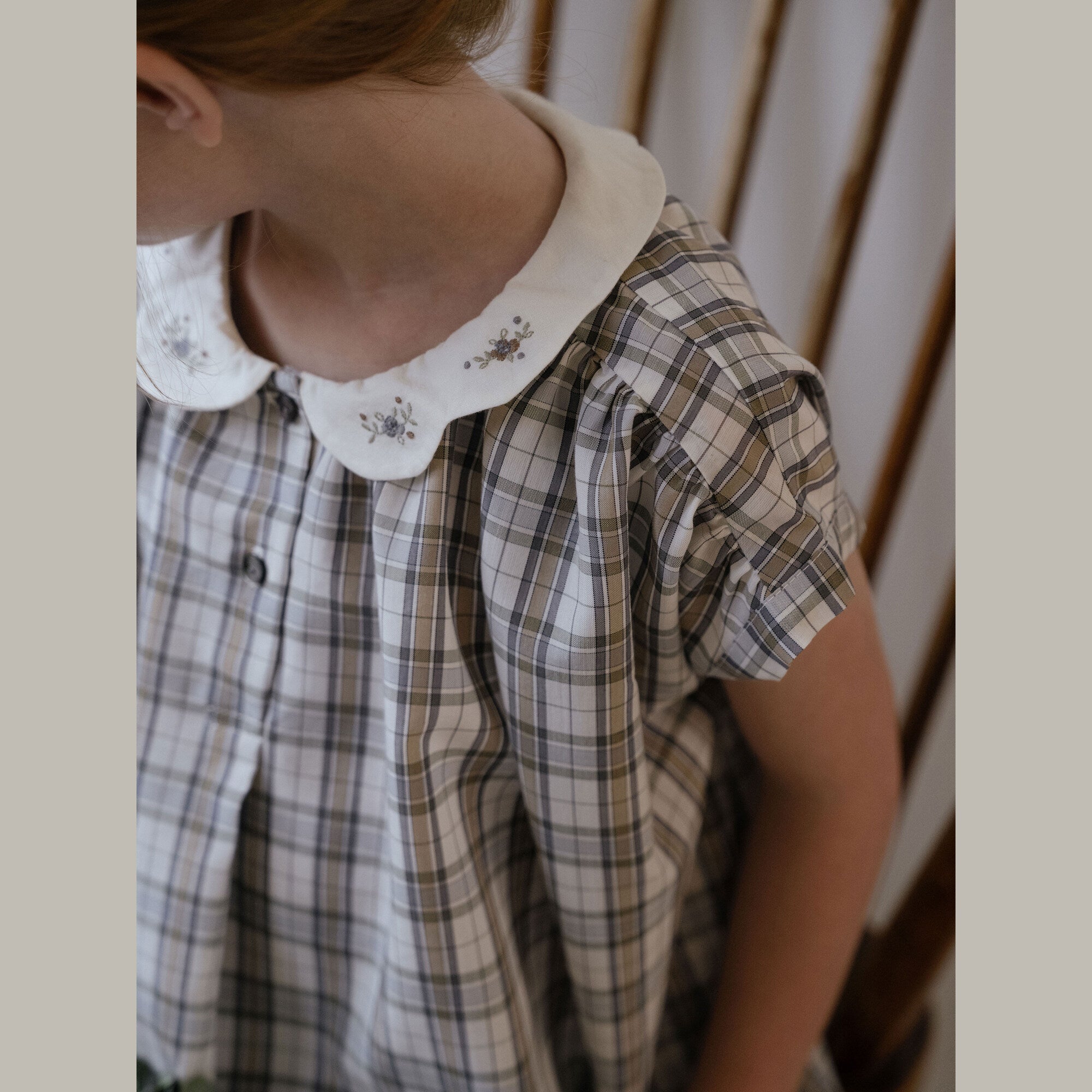 Girls Grey Check Dress