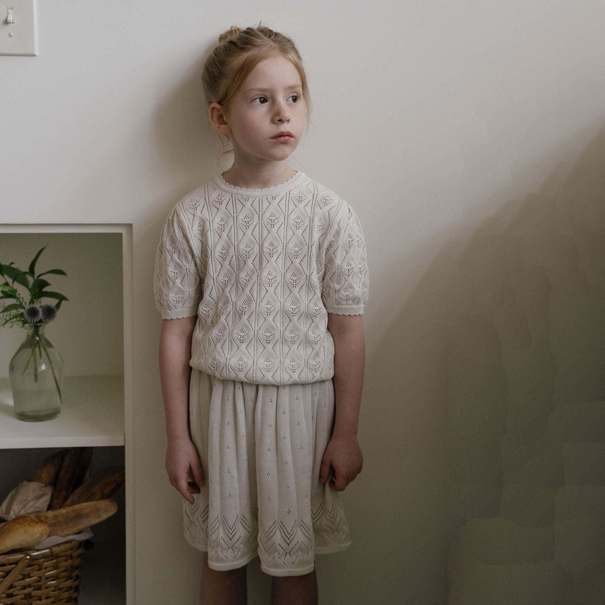 Girls Beige Knit Sweater