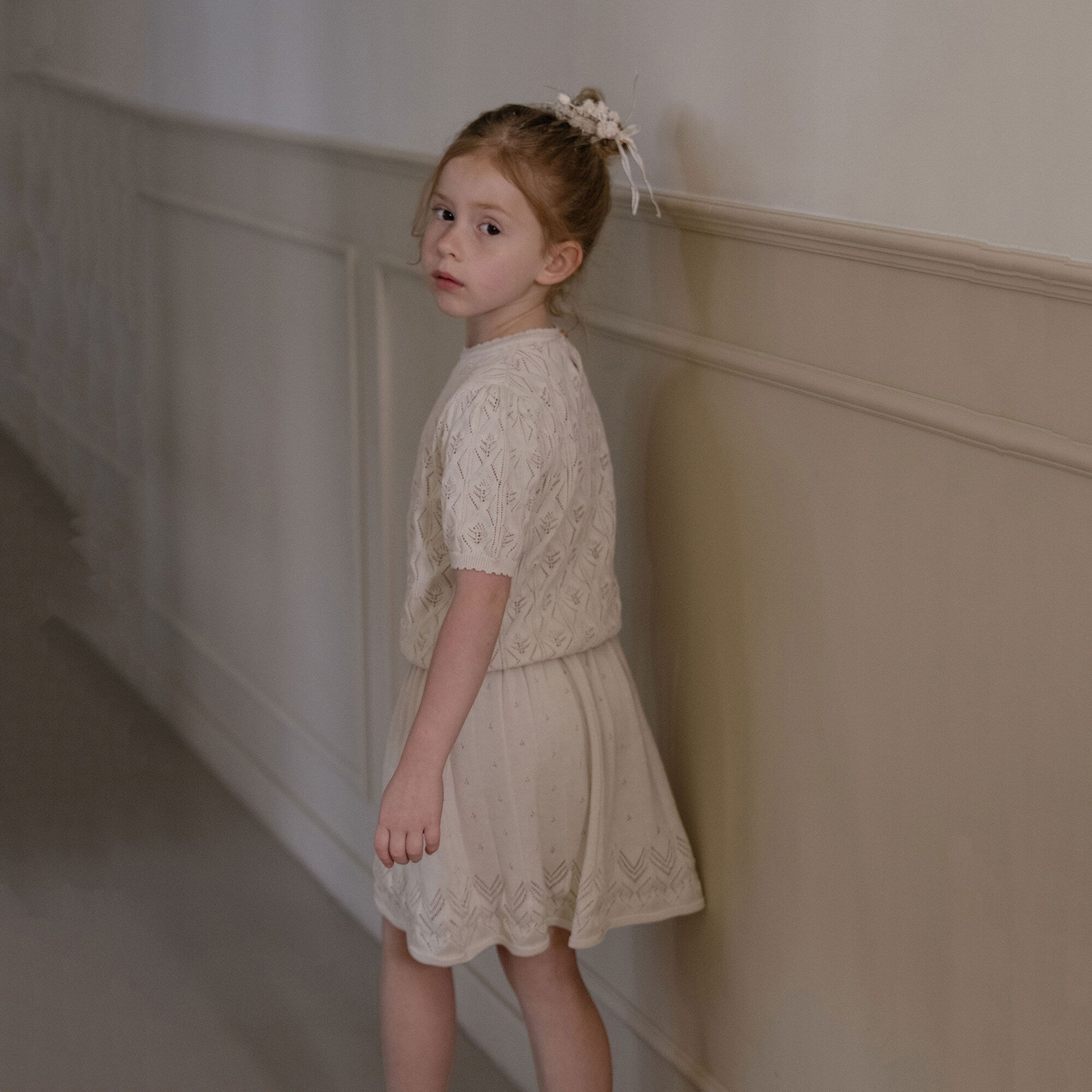 Girls Beige Knit Skirt