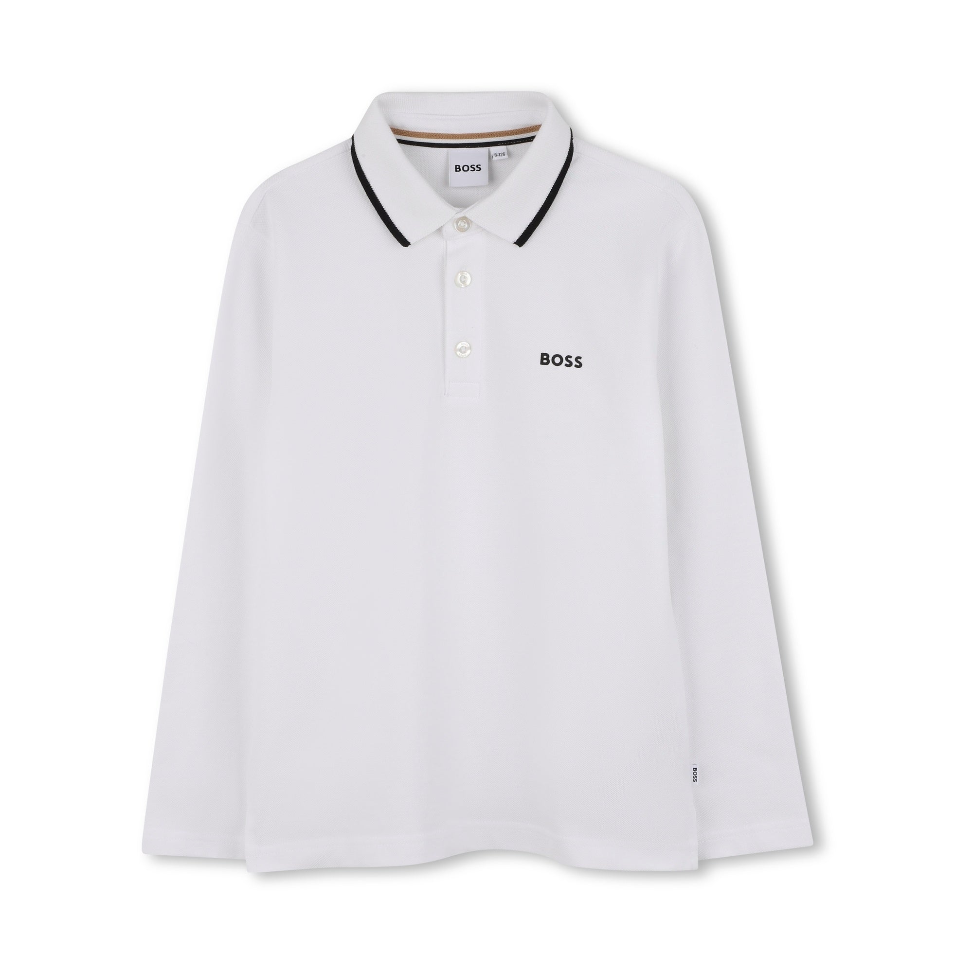 Boys White Logo Cotton Polo Shirt