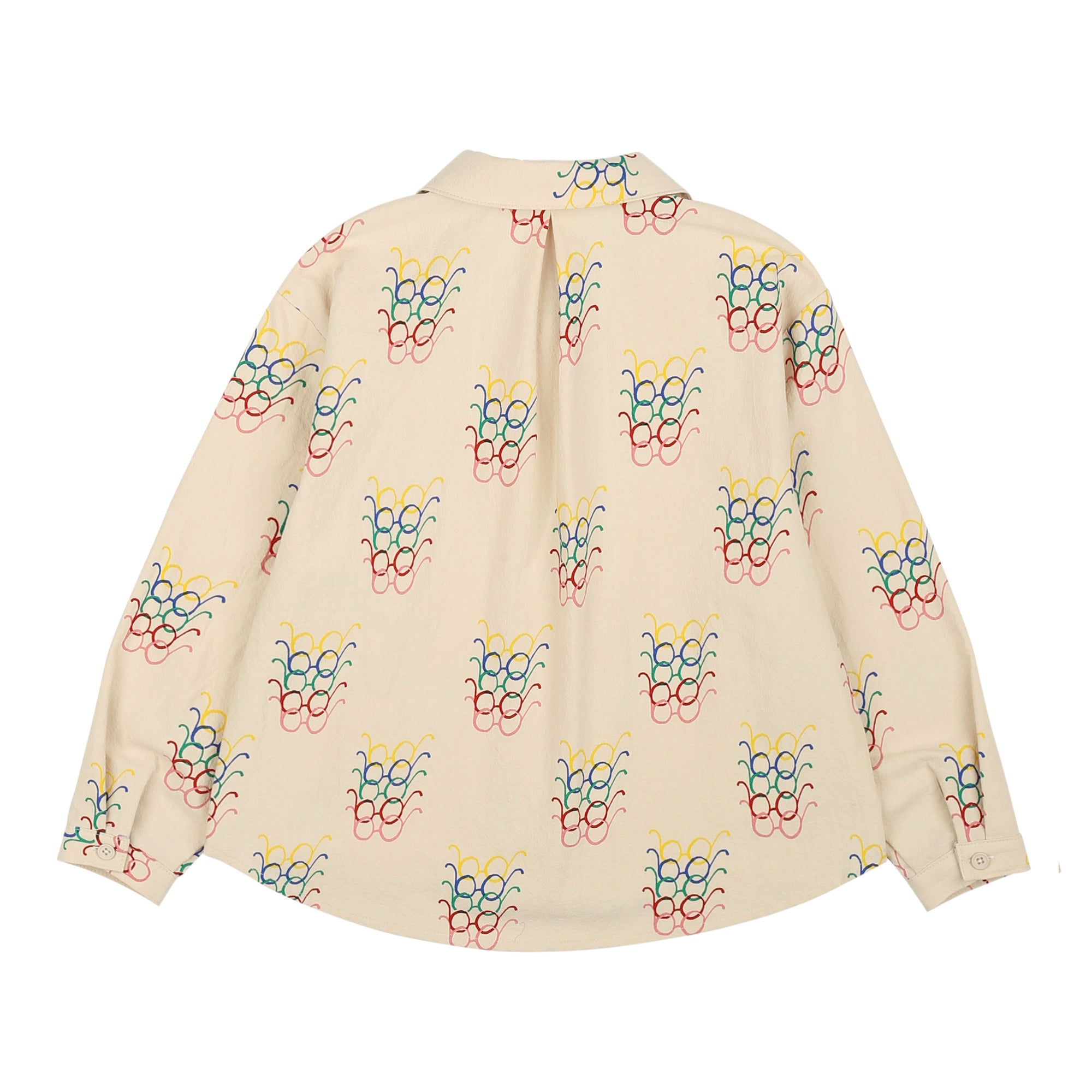 Boys & Girls Beige Printed Cotton Shirt