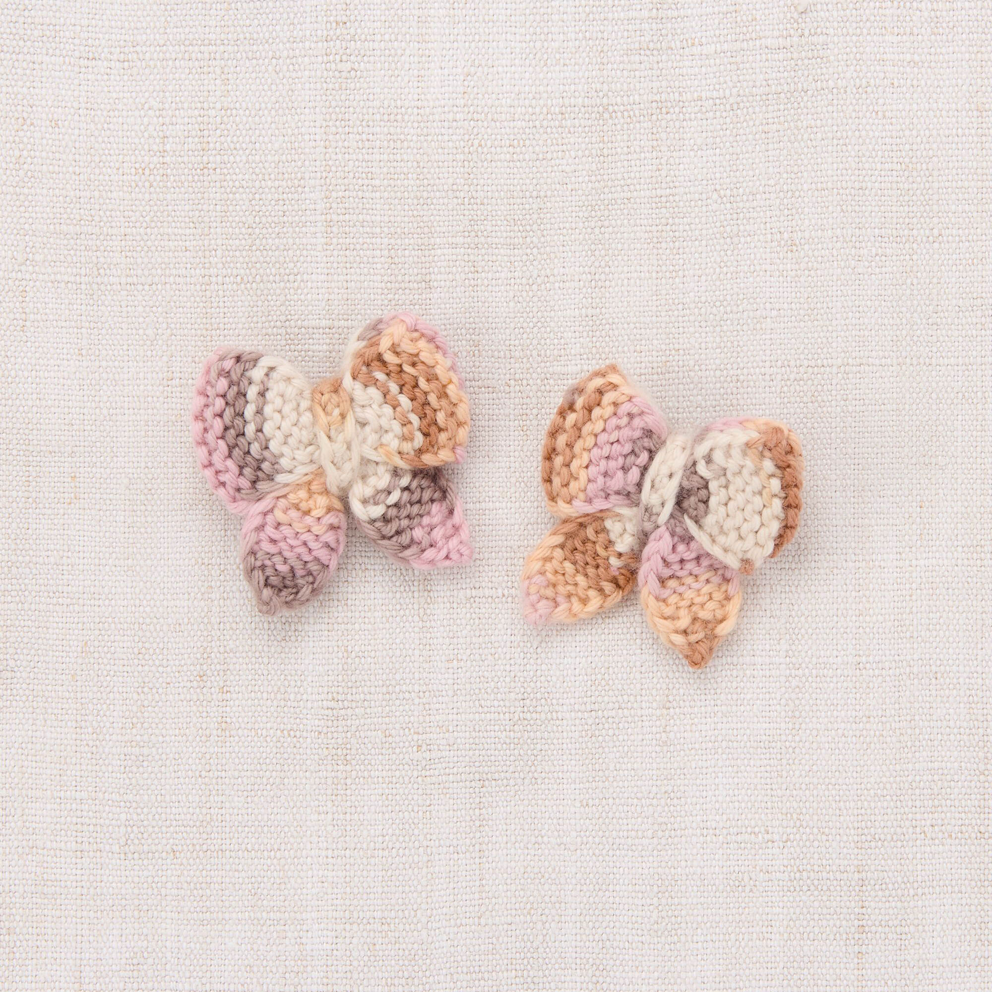 Girls Pink Tie-dye Bow Wool Hair Clips