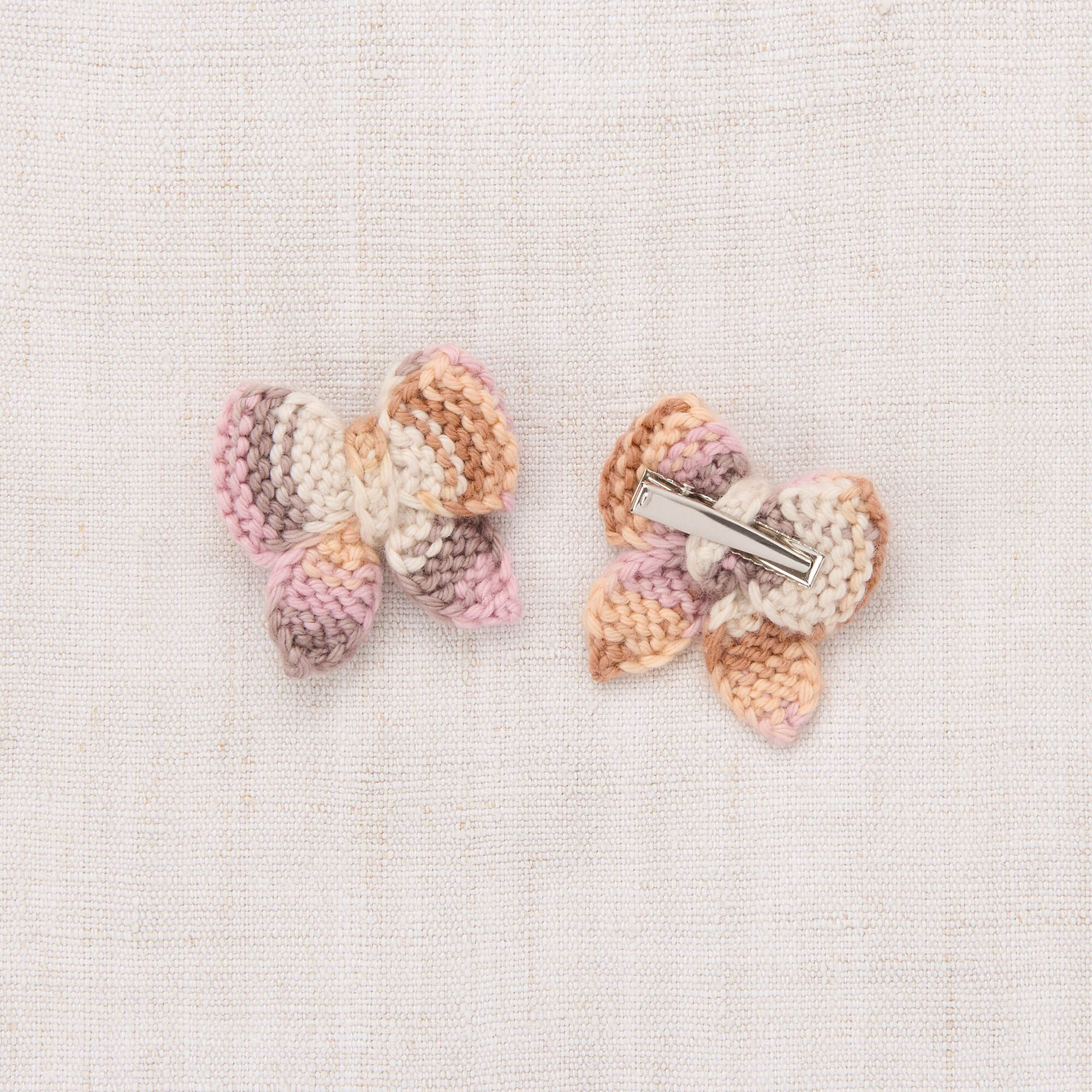 Girls Pink Tie-dye Bow Wool Hair Clips