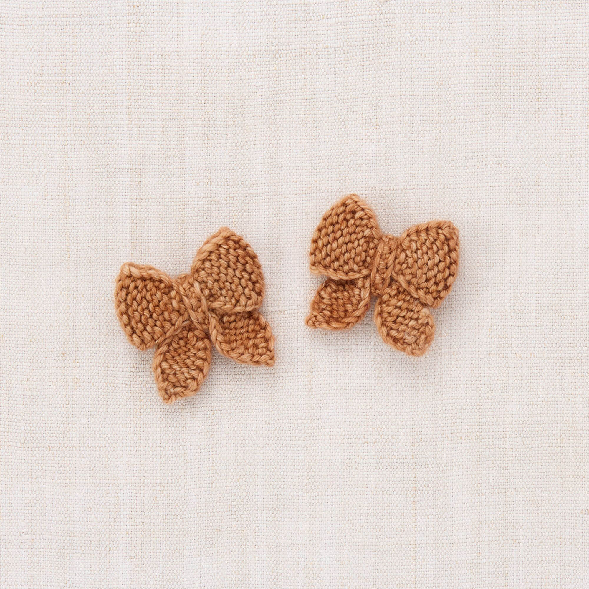 Girls Gold Bow Wool Hair Clips
