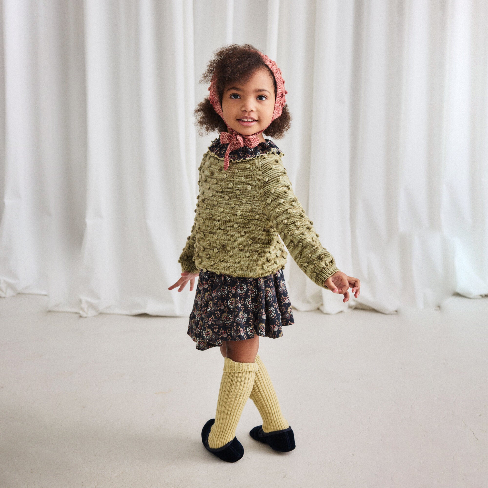 Boys & Girls Green Popcorn Wool Sweater