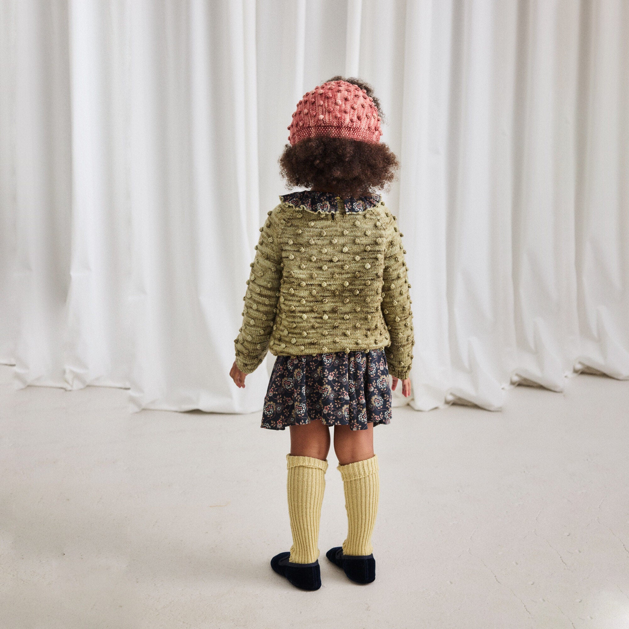 Boys & Girls Green Popcorn Wool Sweater