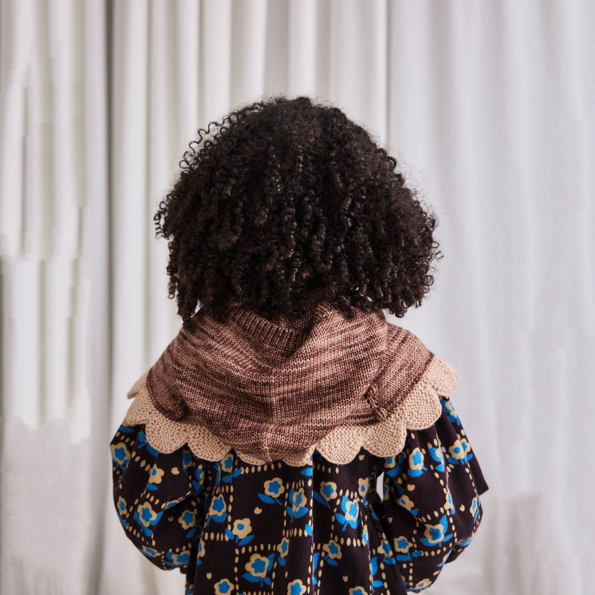 Boys & Girls Light Brown Wool Cape Hat