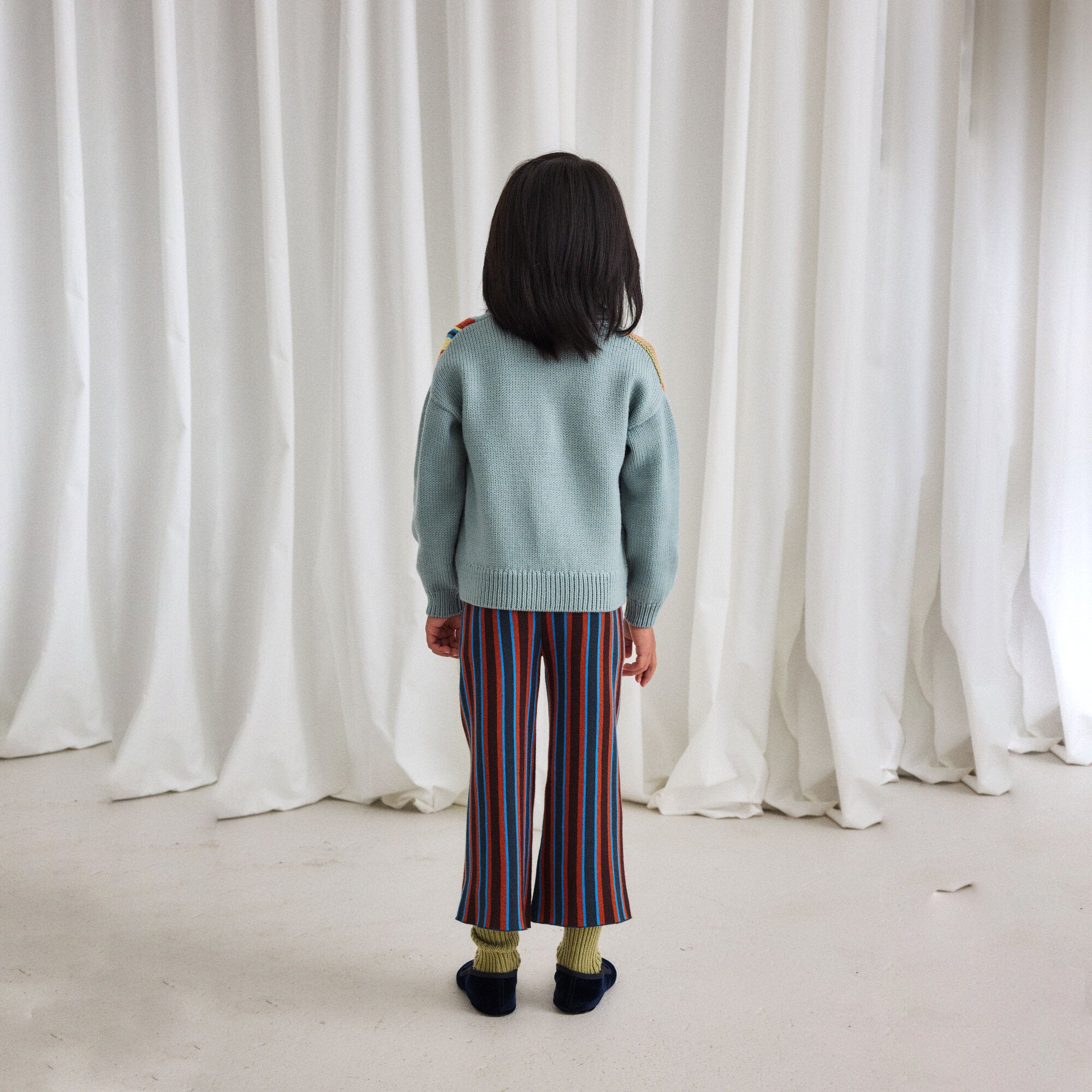 Boys & Girls Light Blue Patchwork Wool Cardigan
