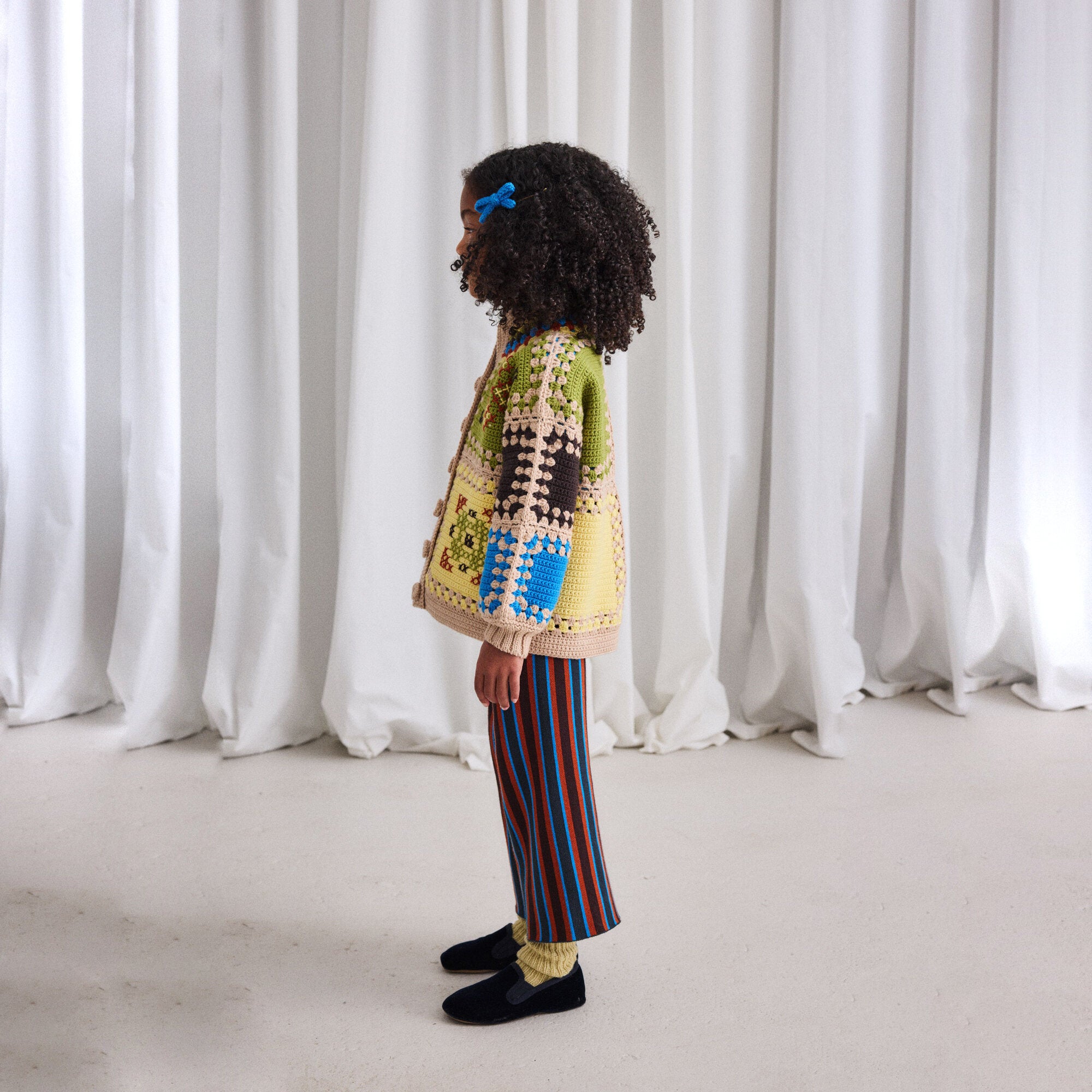 Boys & Girls Multicolor Patchwork Wool Jacket