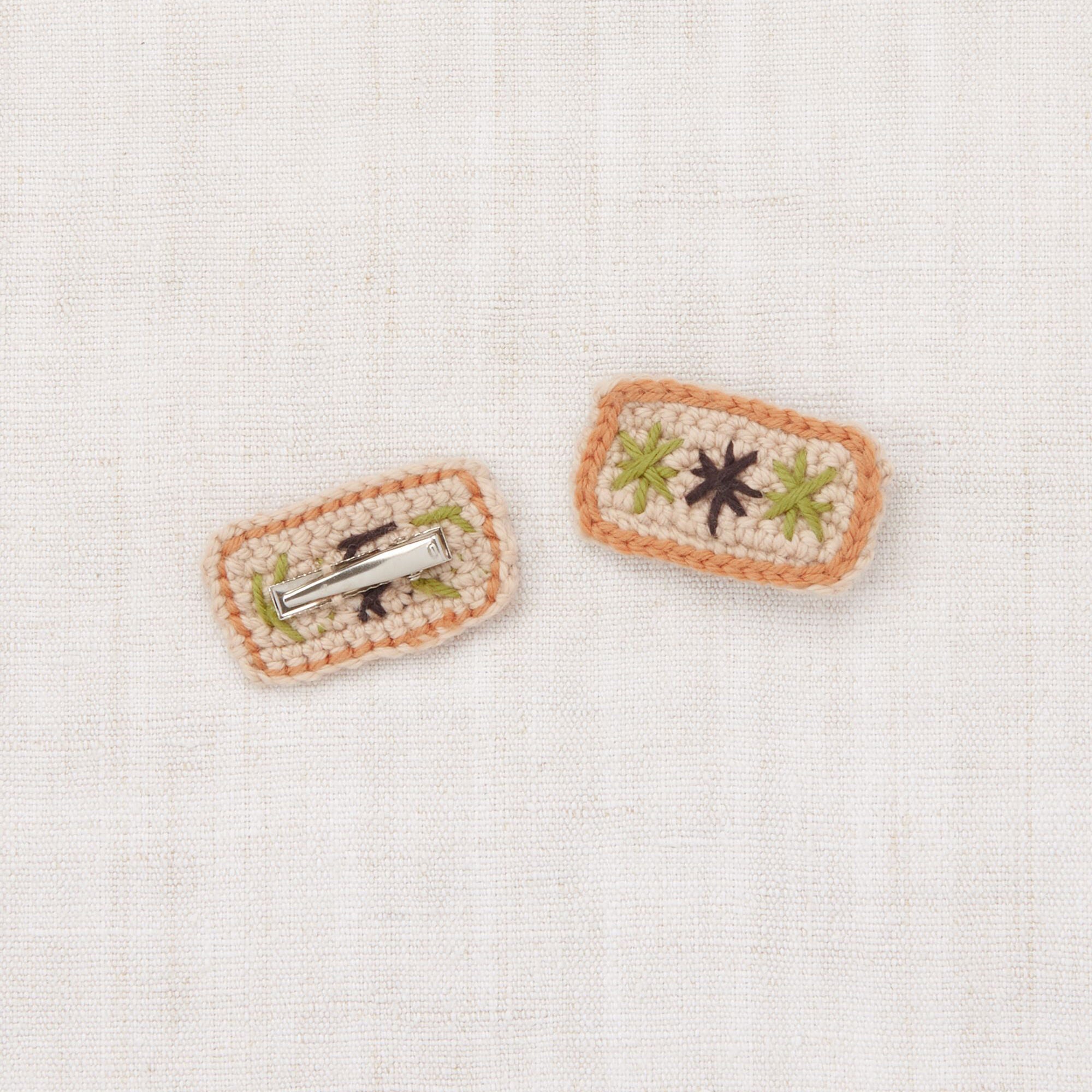 Girls Light Pink Embroidered Star Hair Clips