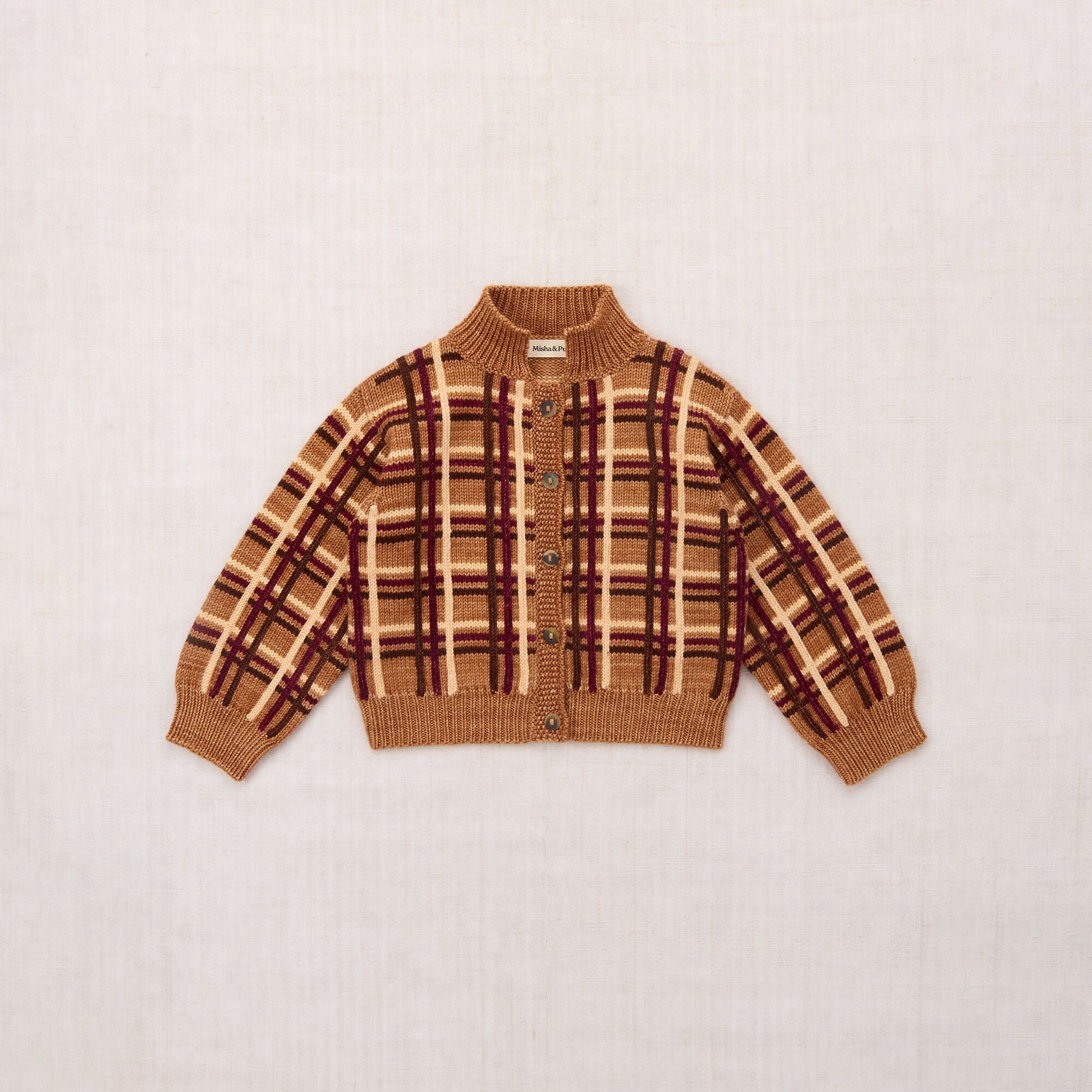 Boys & Girls Gold Check Wool Cardigan
