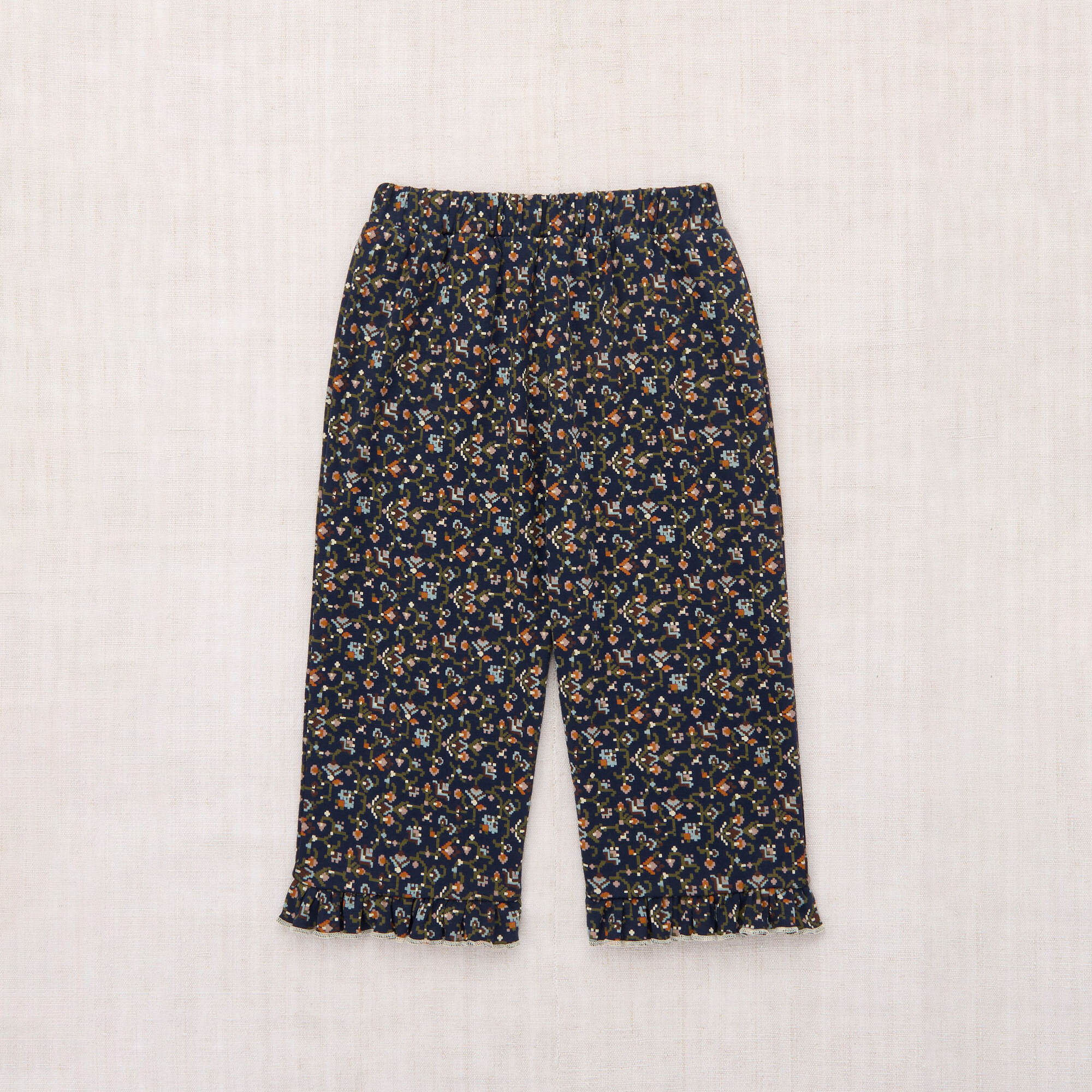 Girls Dark Blue Pattern Cotton Trousers