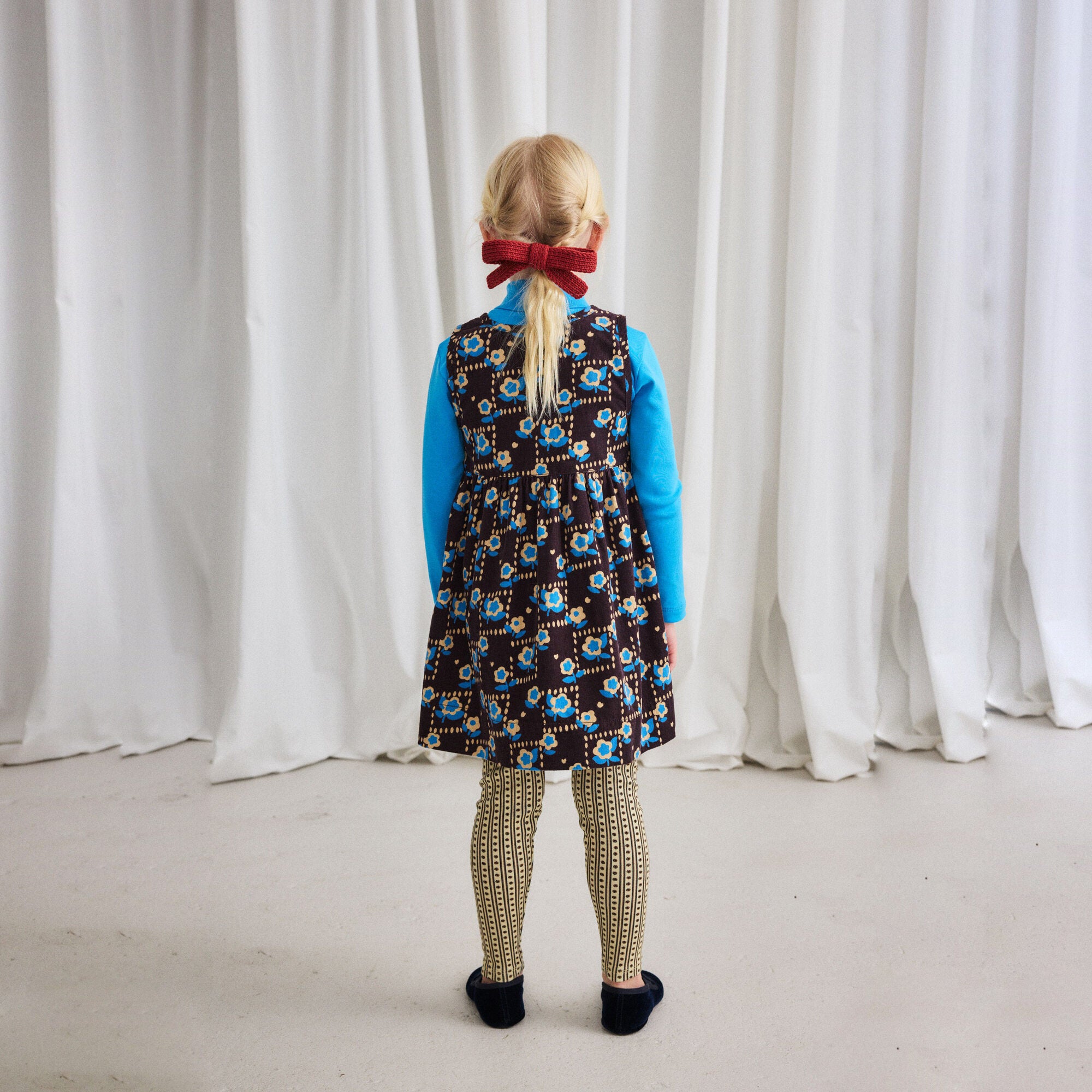 Girls Dark Brown Printed Cotton Dress
