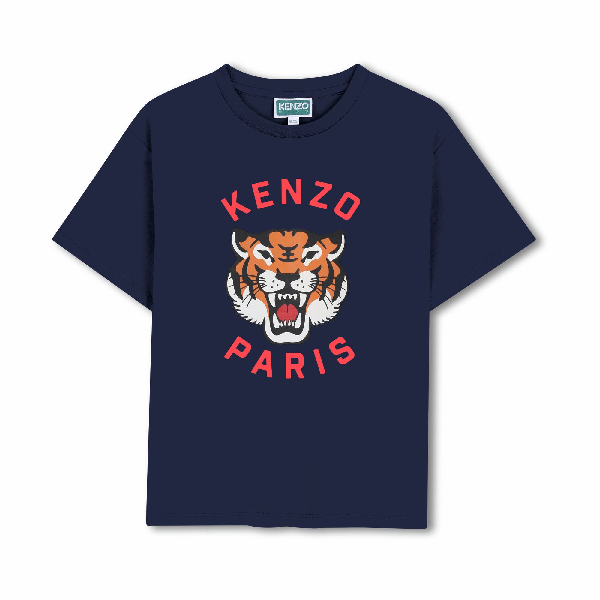 Boys & Girls Blue Tiger Printed Cotton T-Shirt