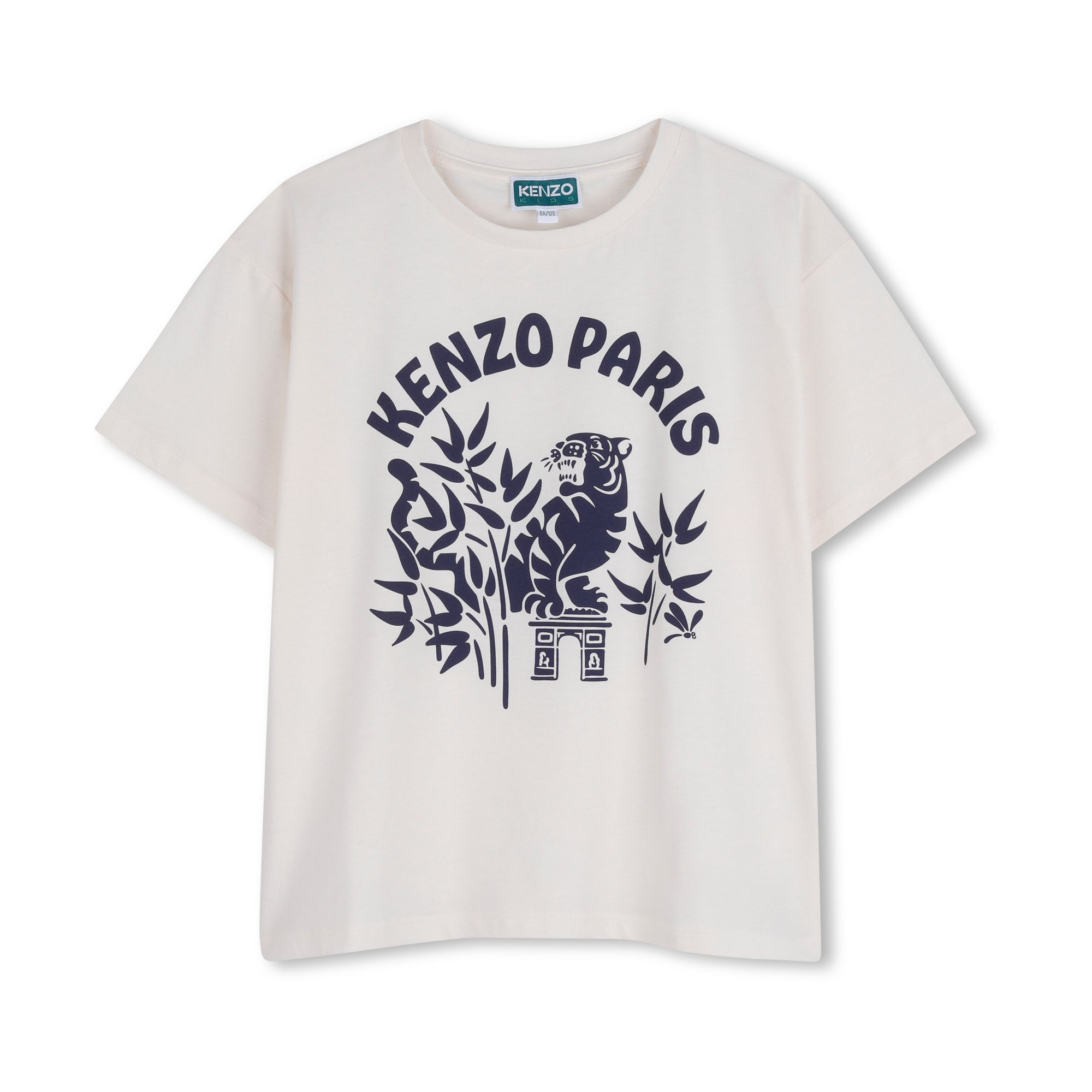 Boys & Girls White Printed Cotton T-Shirt