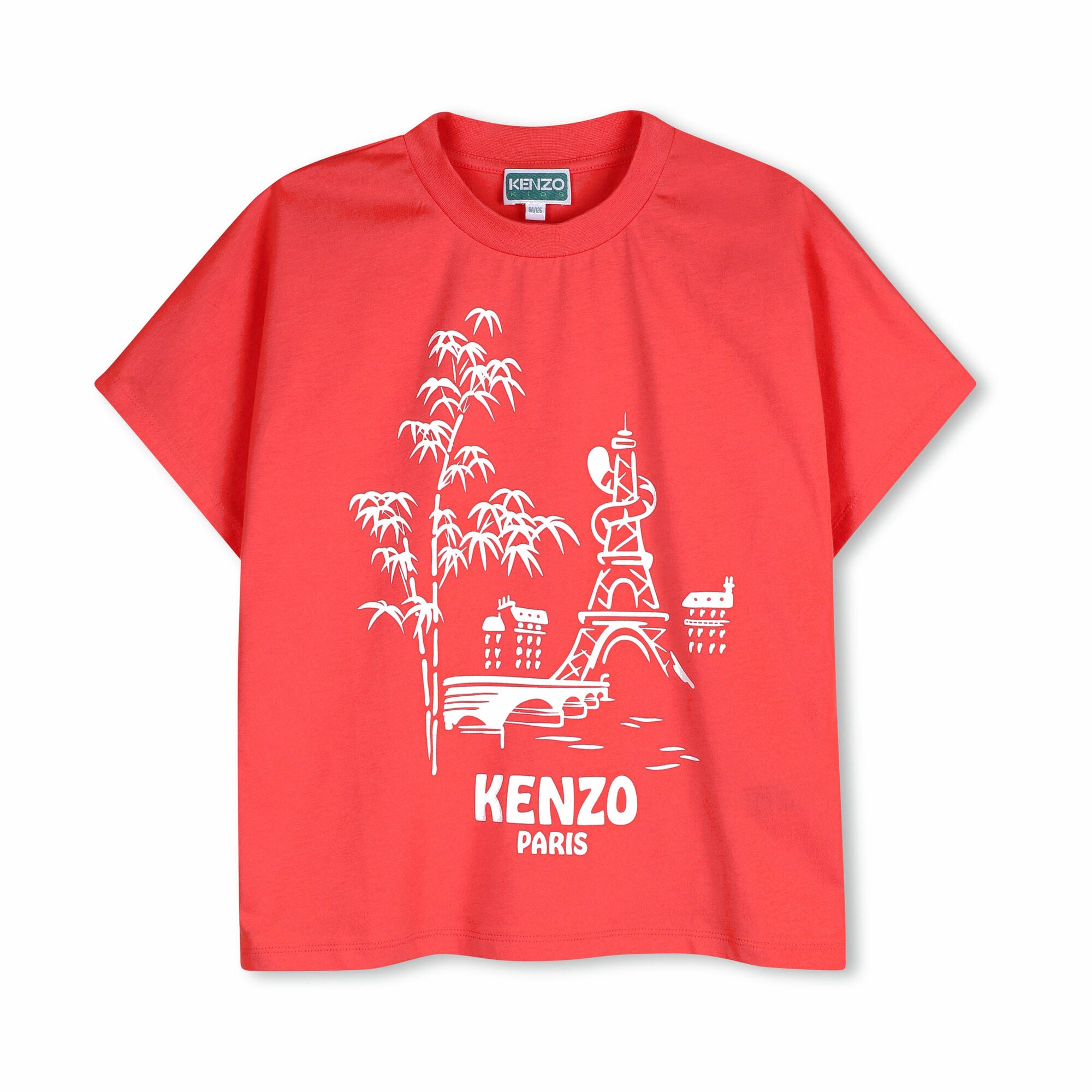 Boys & Girls Red Printed Cotton T-Shirt