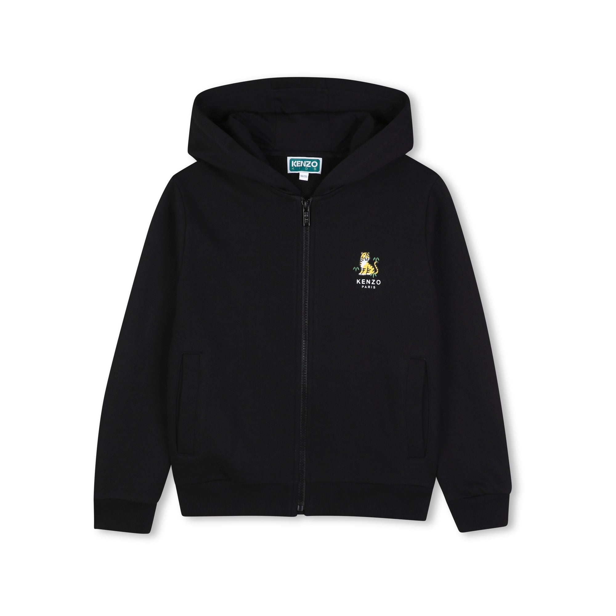 Boys & Girls Black Cotton Zip-Up Top