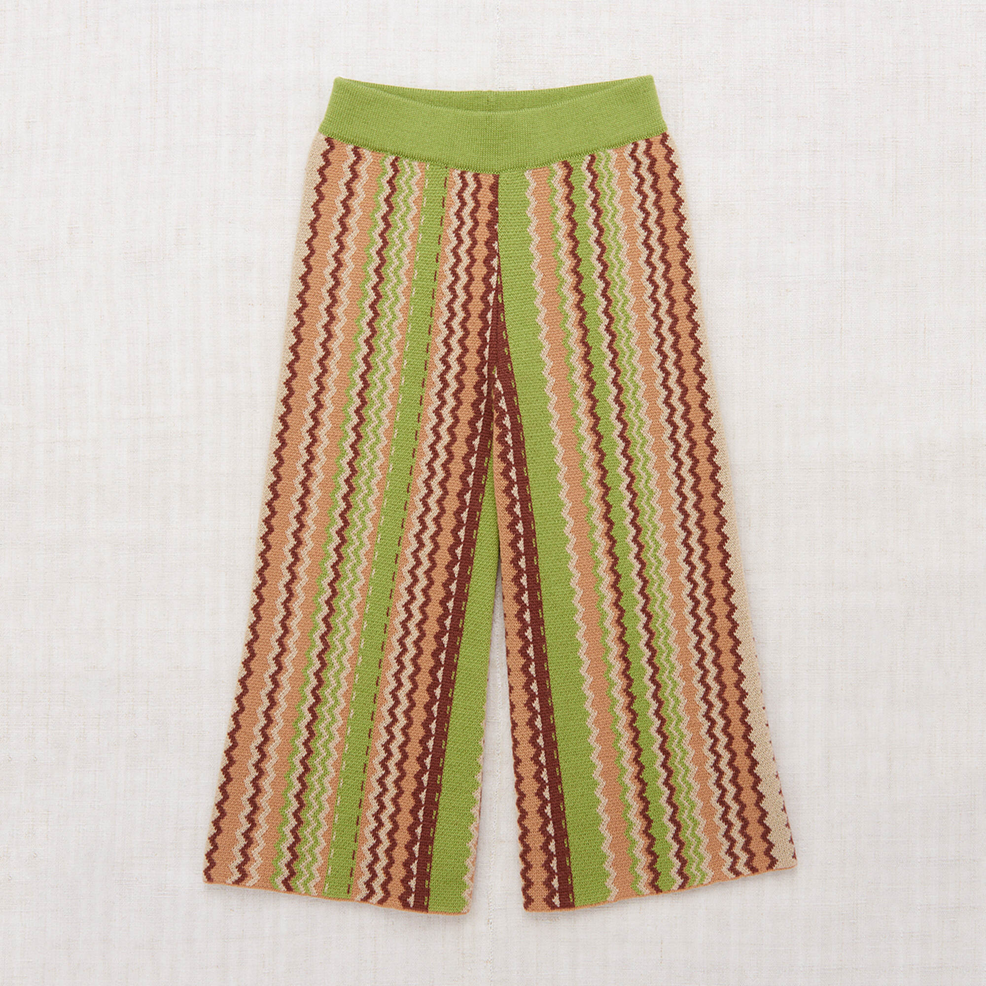 Boys & Girls Green Curved Jacquard Wool Trousers