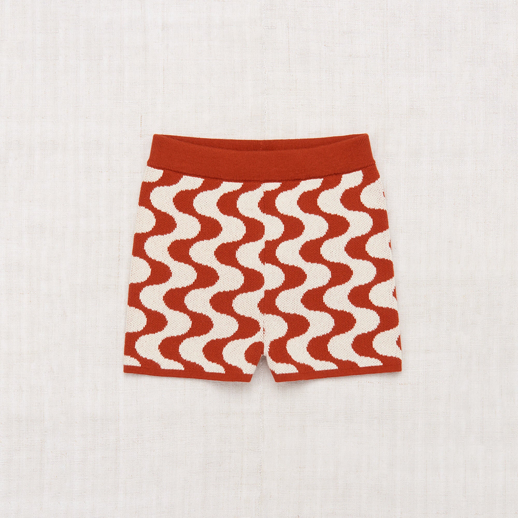 Girls Red Wave Cotton Shorts