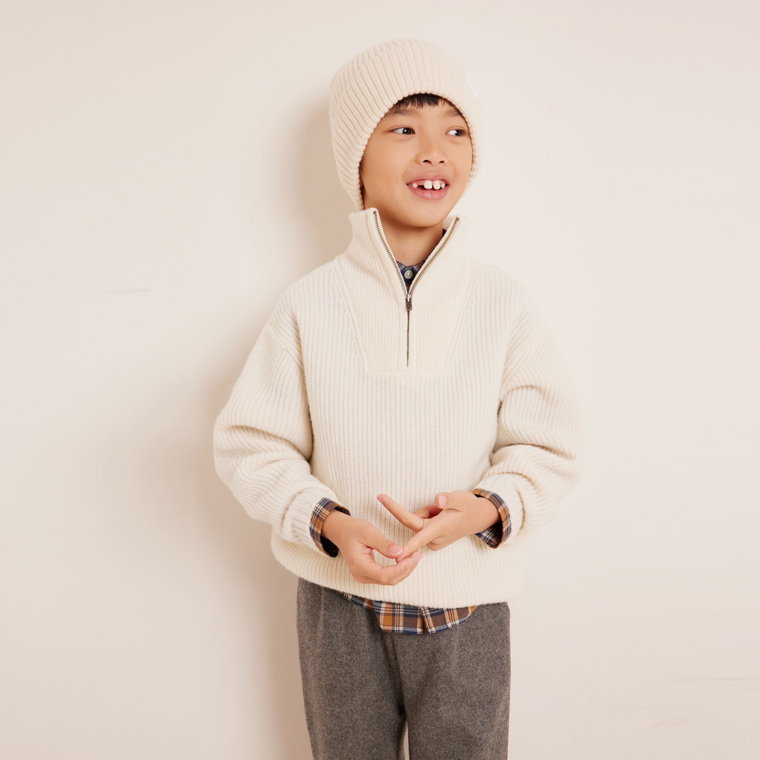 Boys & Girls White Wool Sweater
