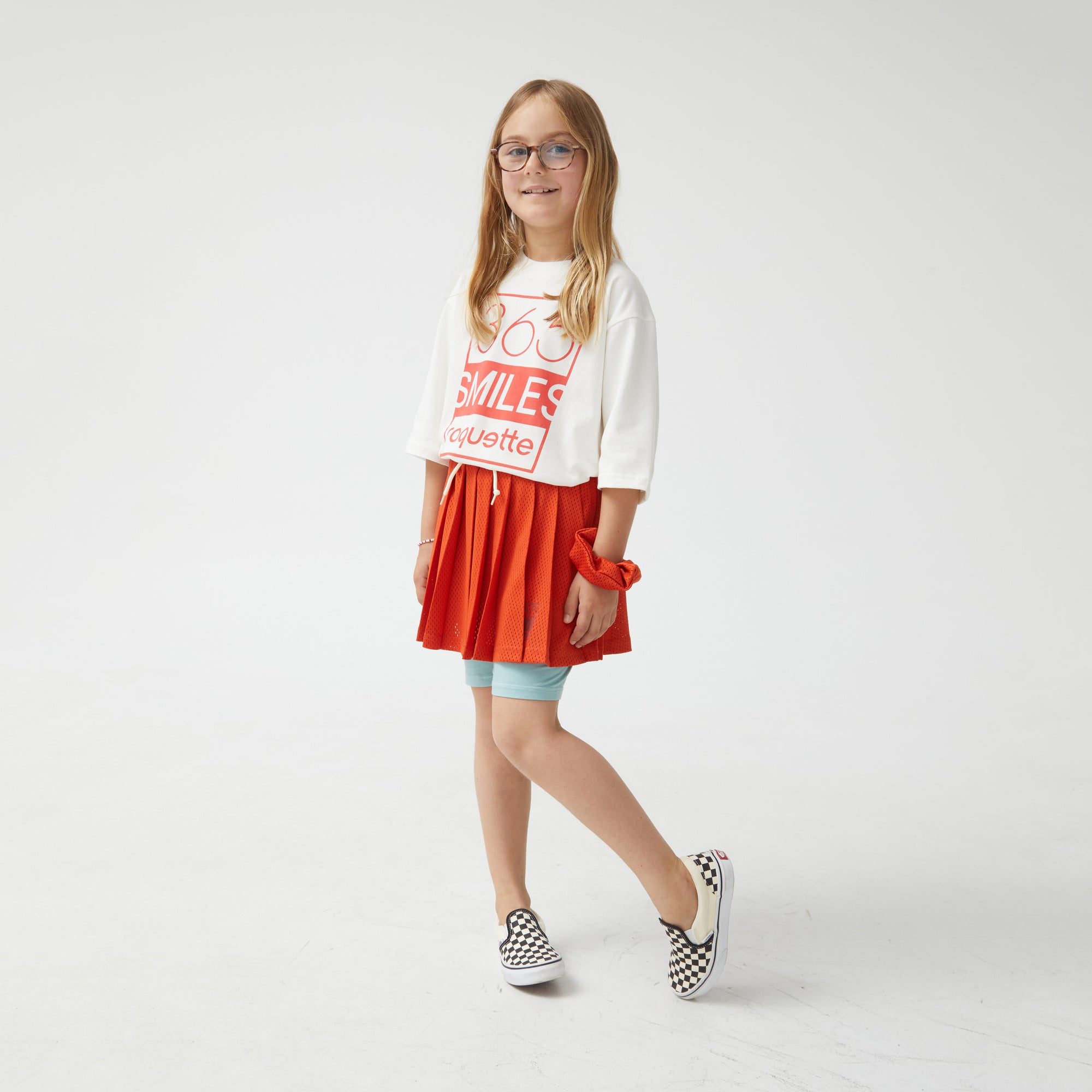 Girls Orange Pleated Skirt