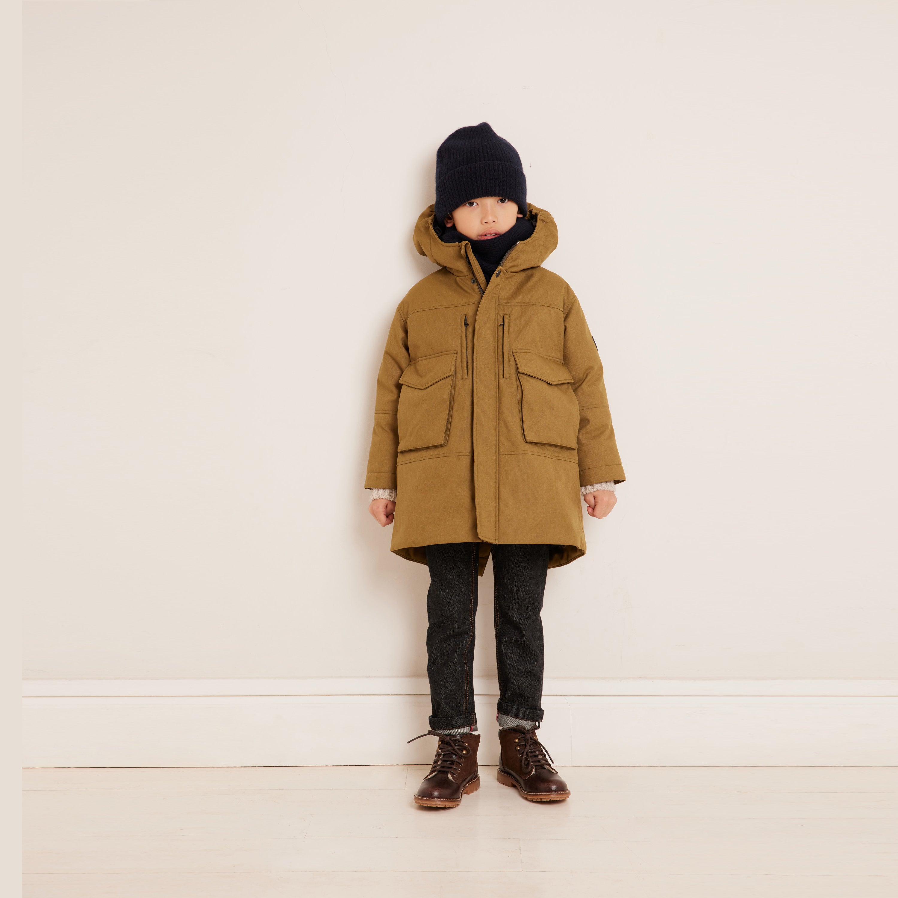 Boys Khaki Padded Down Coat