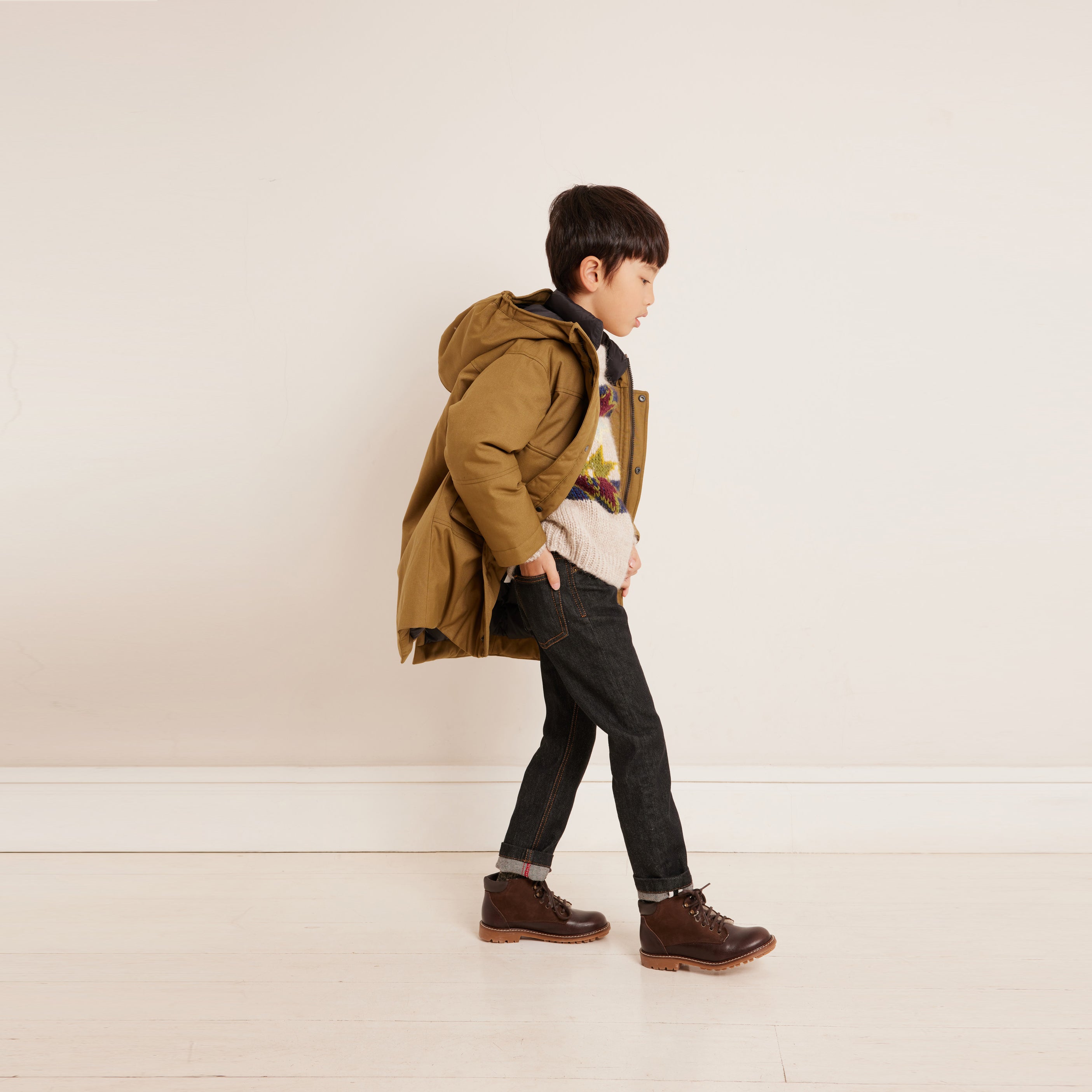Boys Khaki Padded Down Coat