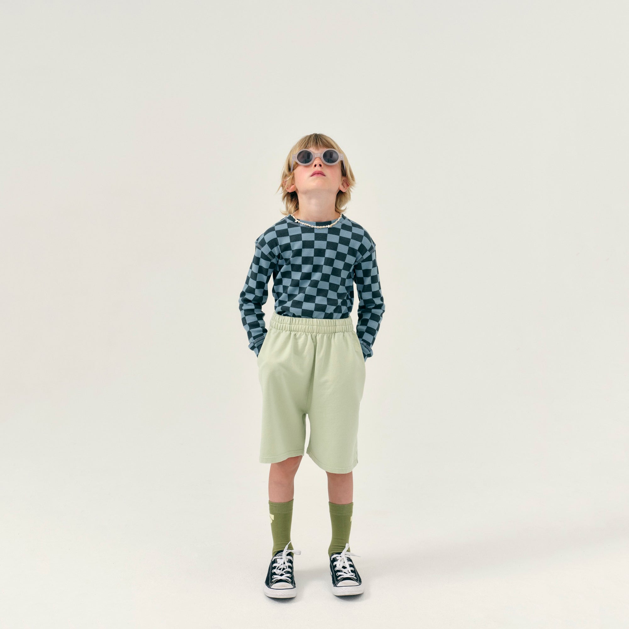 Boys & Girls Blue Check Cotton T-Shirt