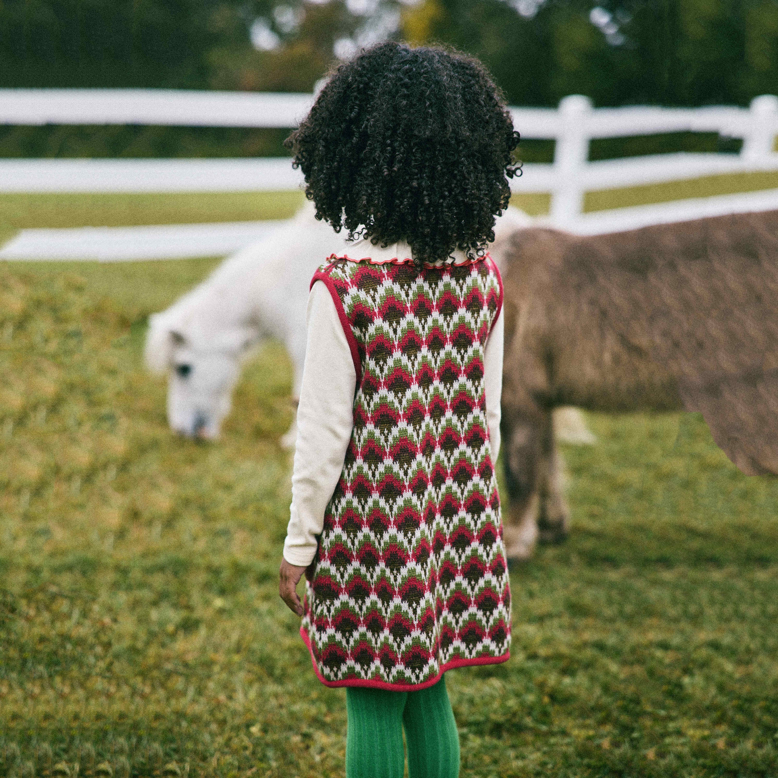 Girls Berry Jacquard Wool Dress
