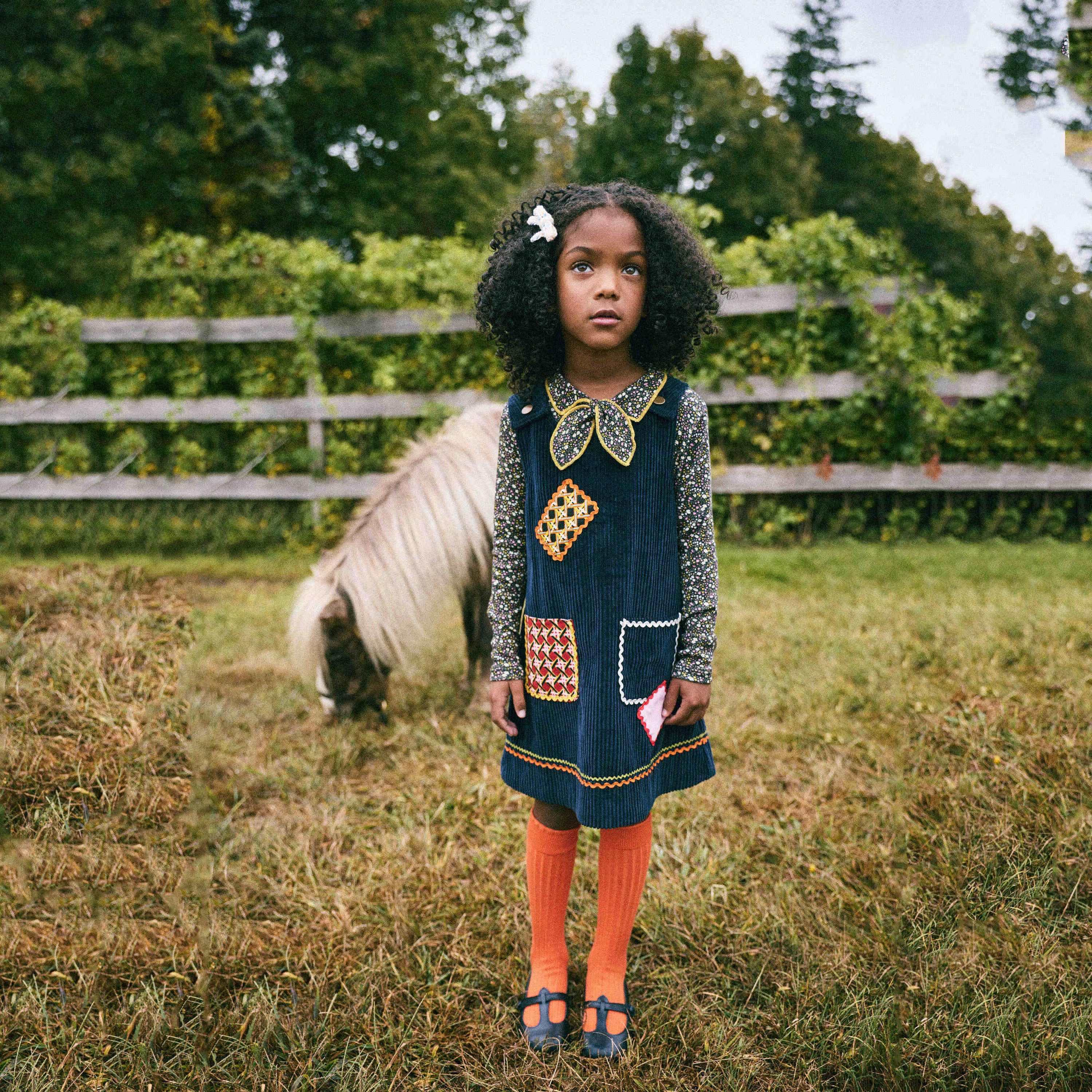 Girls Dark Blue Corduroy Dress