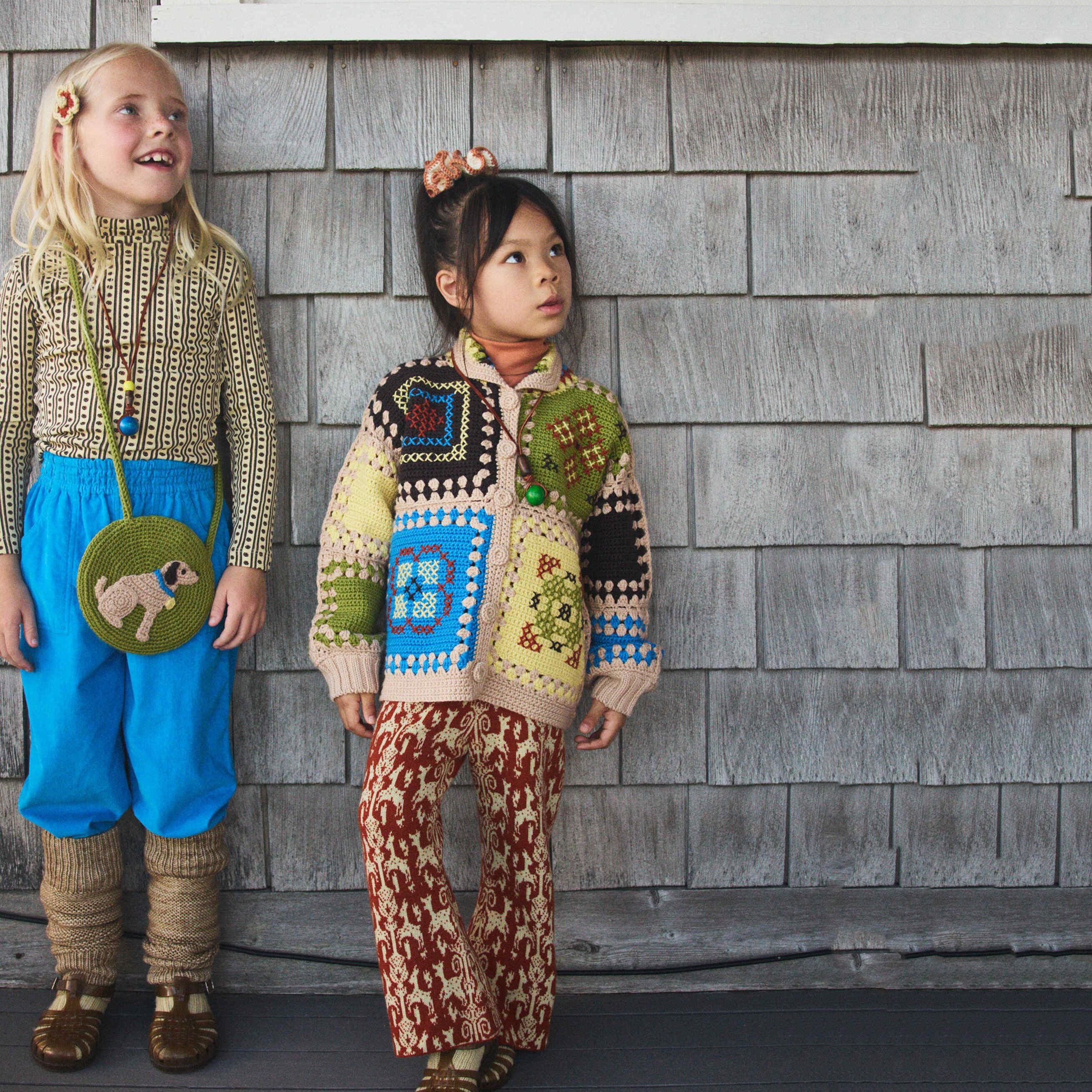 Boys & Girls Multicolor Patchwork Wool Jacket