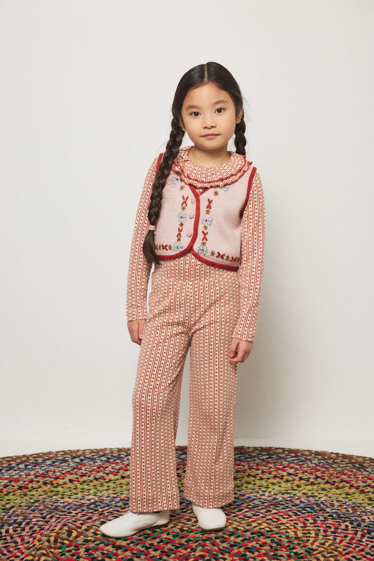 Girls Pink Floral Cotton Trousers