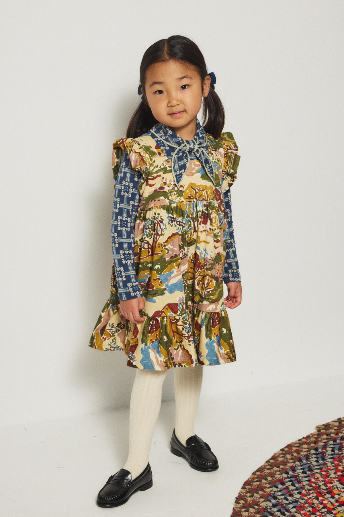 Boys & Girls Blue Floral Cotton T-Shirt