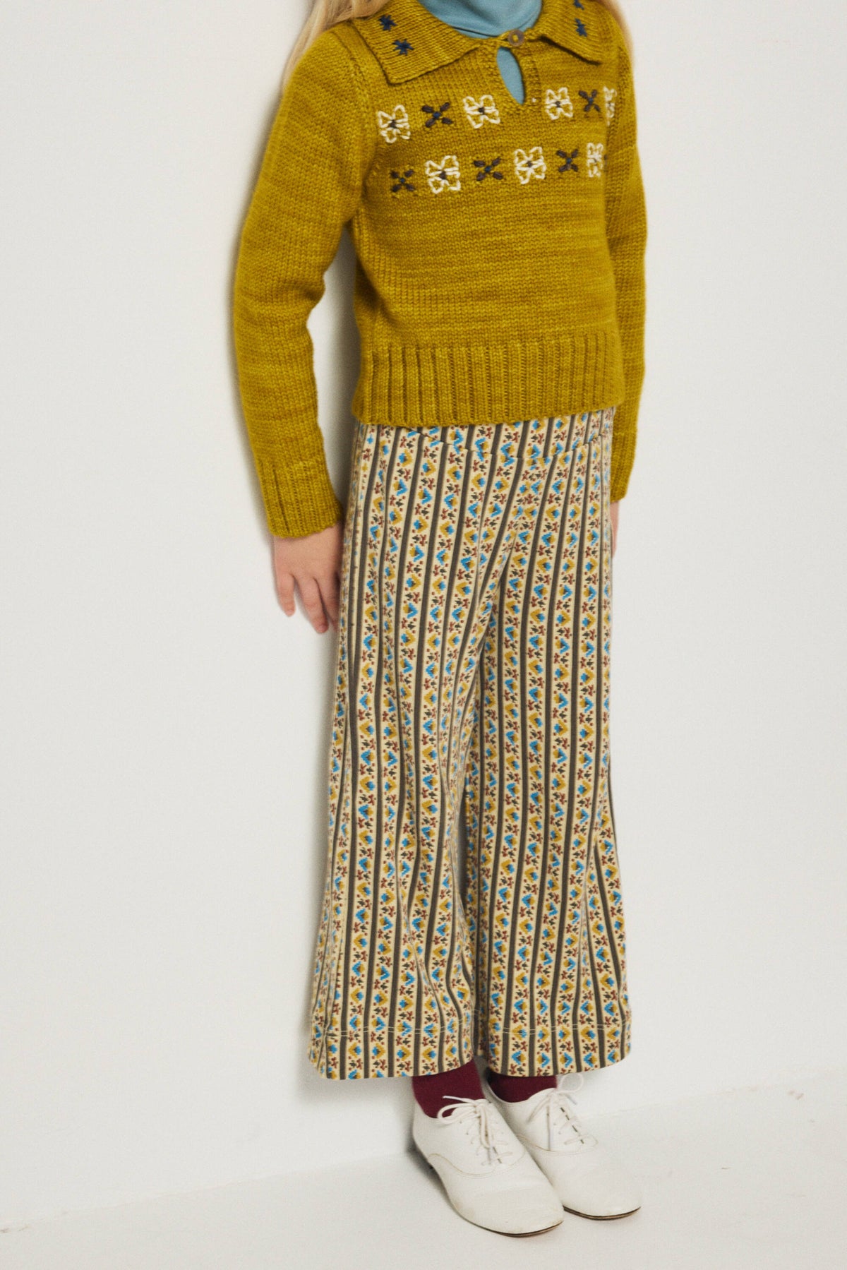 Boys & Girls Green Stripes Cotton Trousers