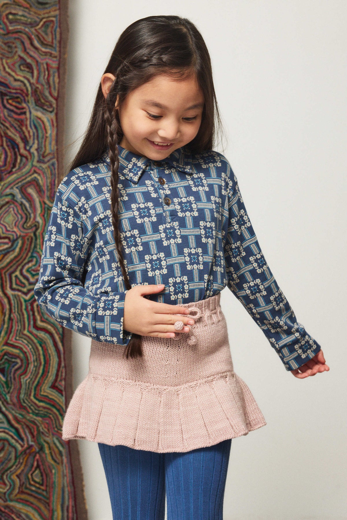 Girls Light Pink Wool Skirt
