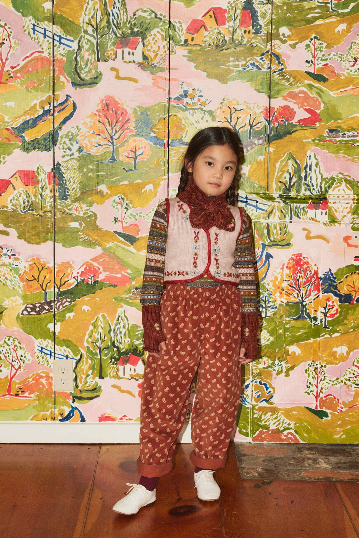 Girls Pink Embroidered Wool Gilet