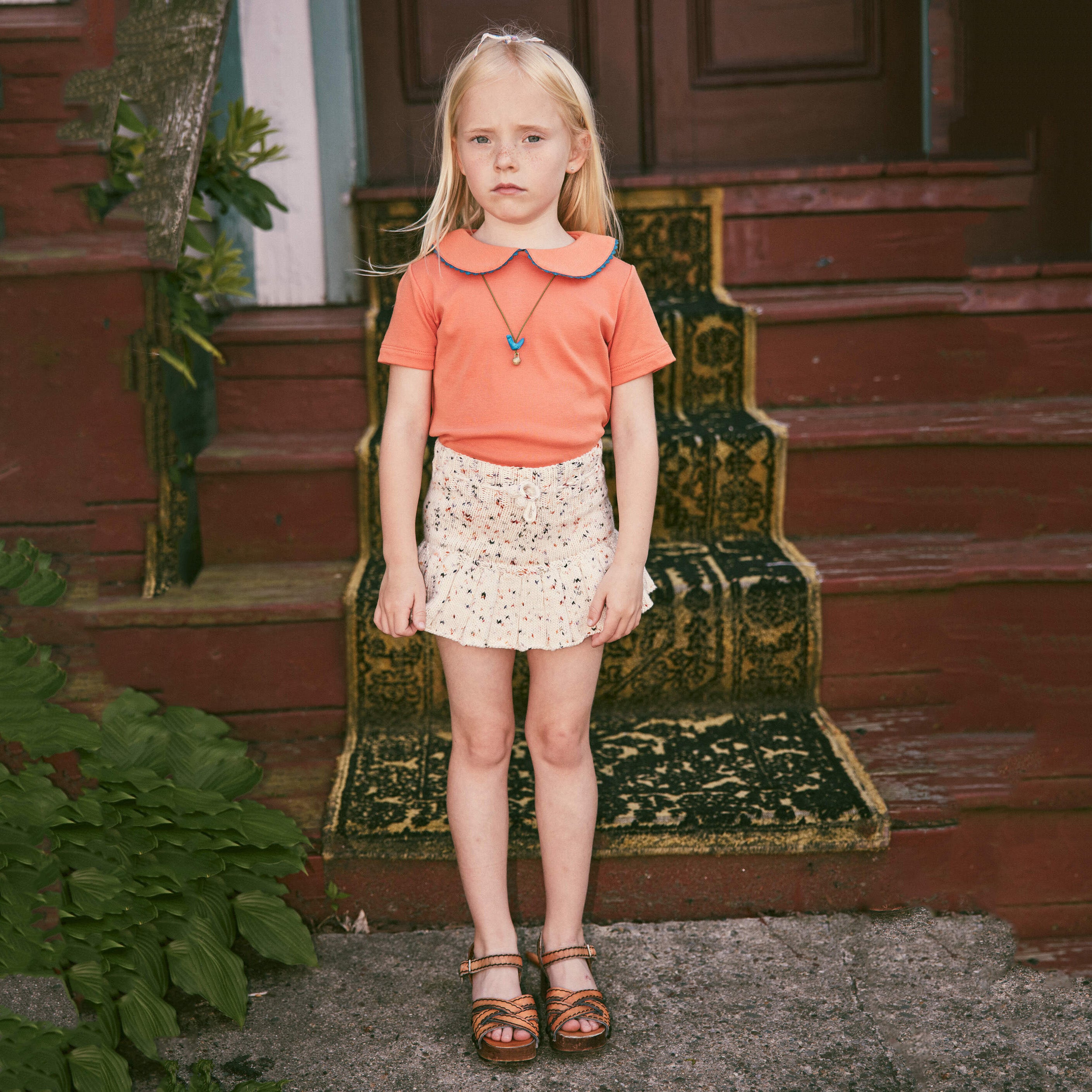 Girls Cream Knit Skirt