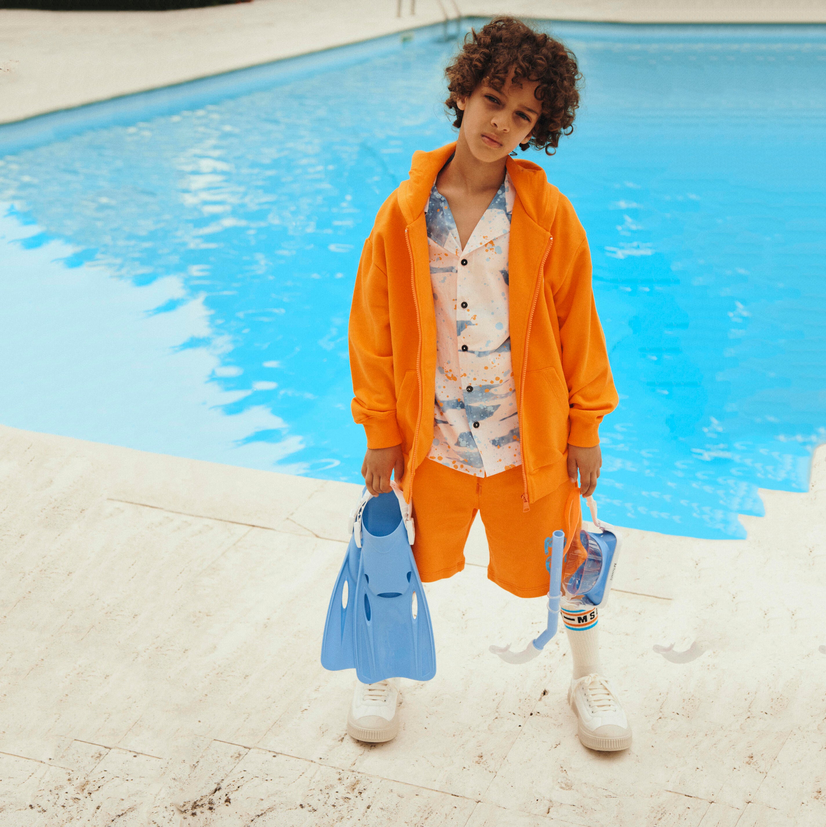 Boys Orange Cotton Shorts