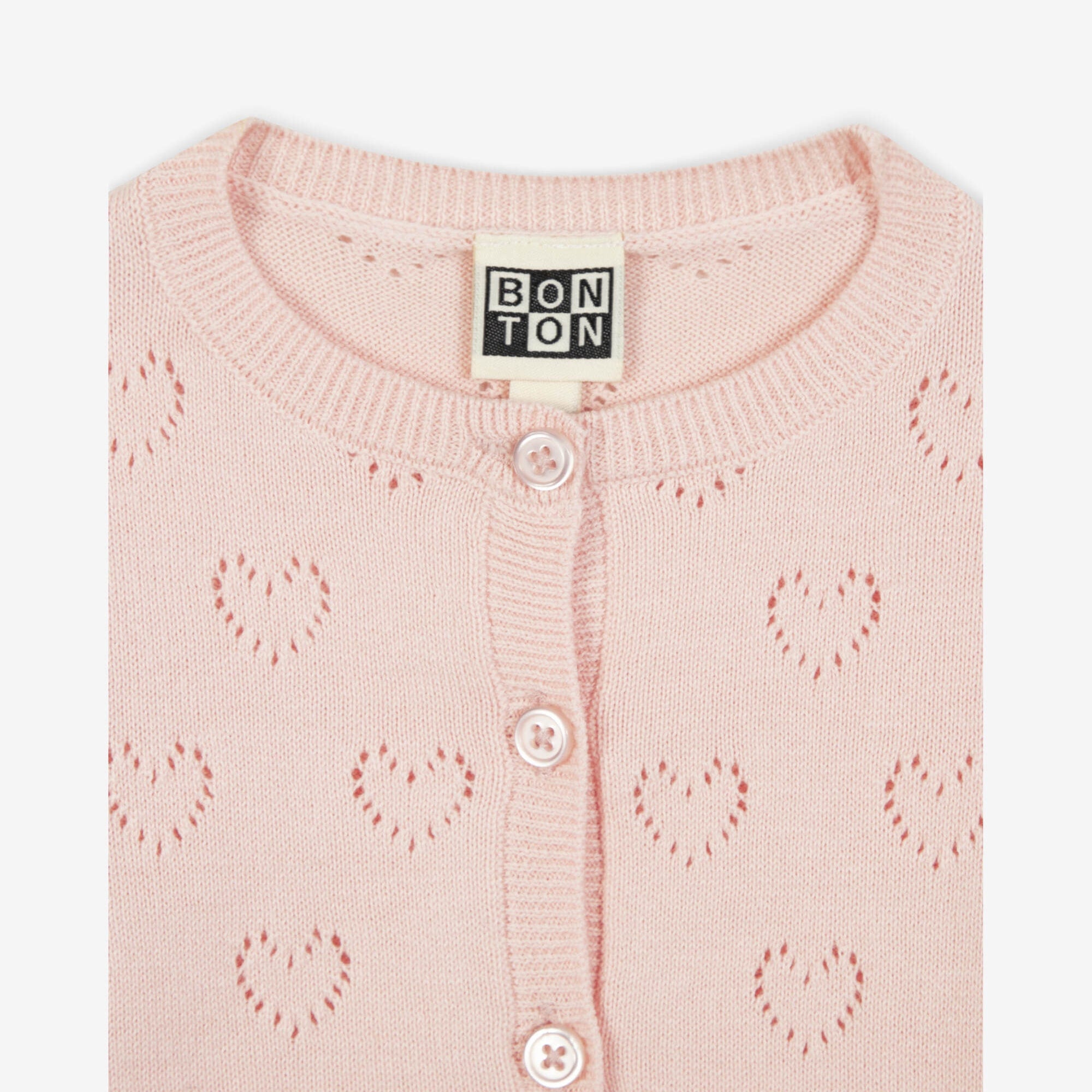 Girls Pink Cotton Cardigan