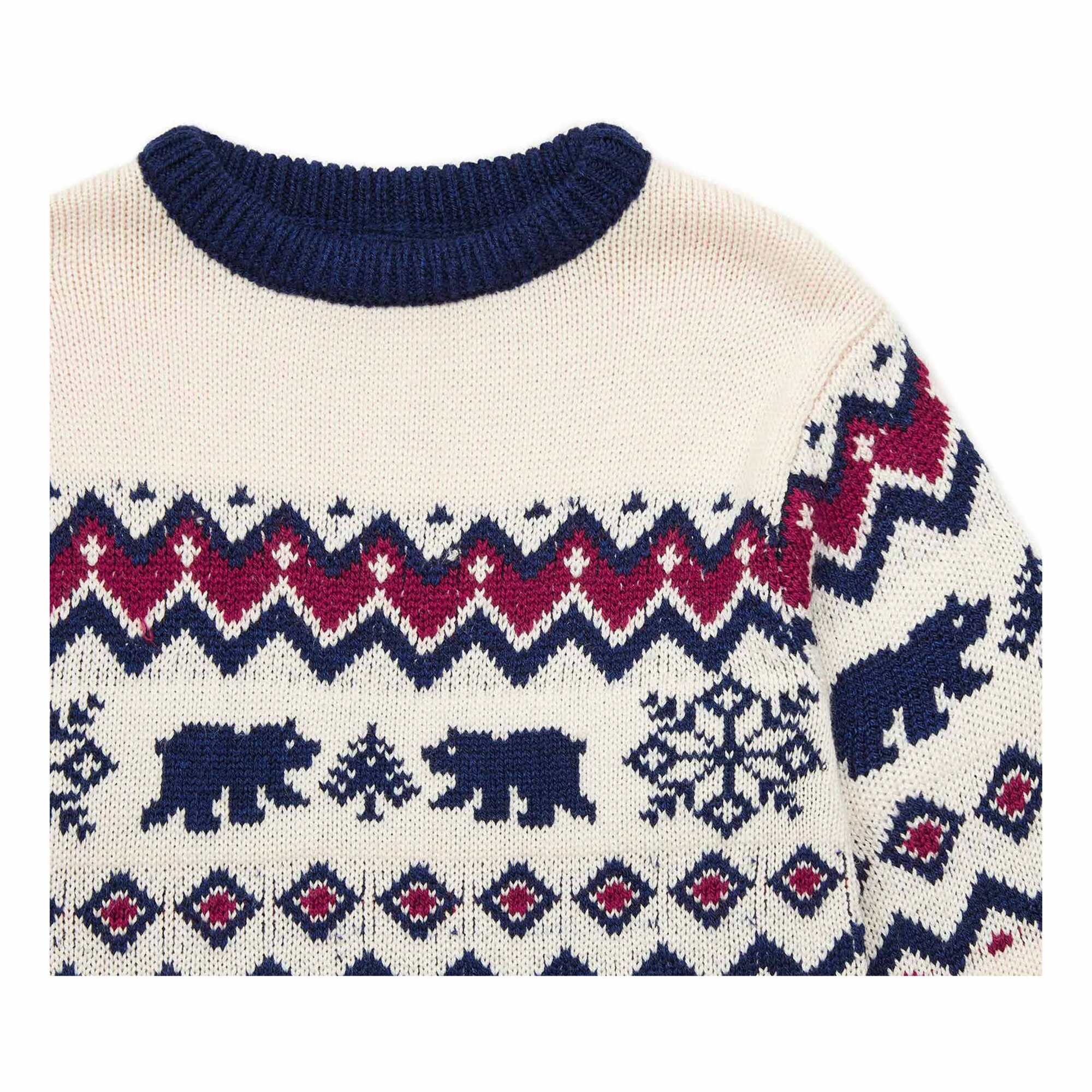 Boys White Jacquard Sweater