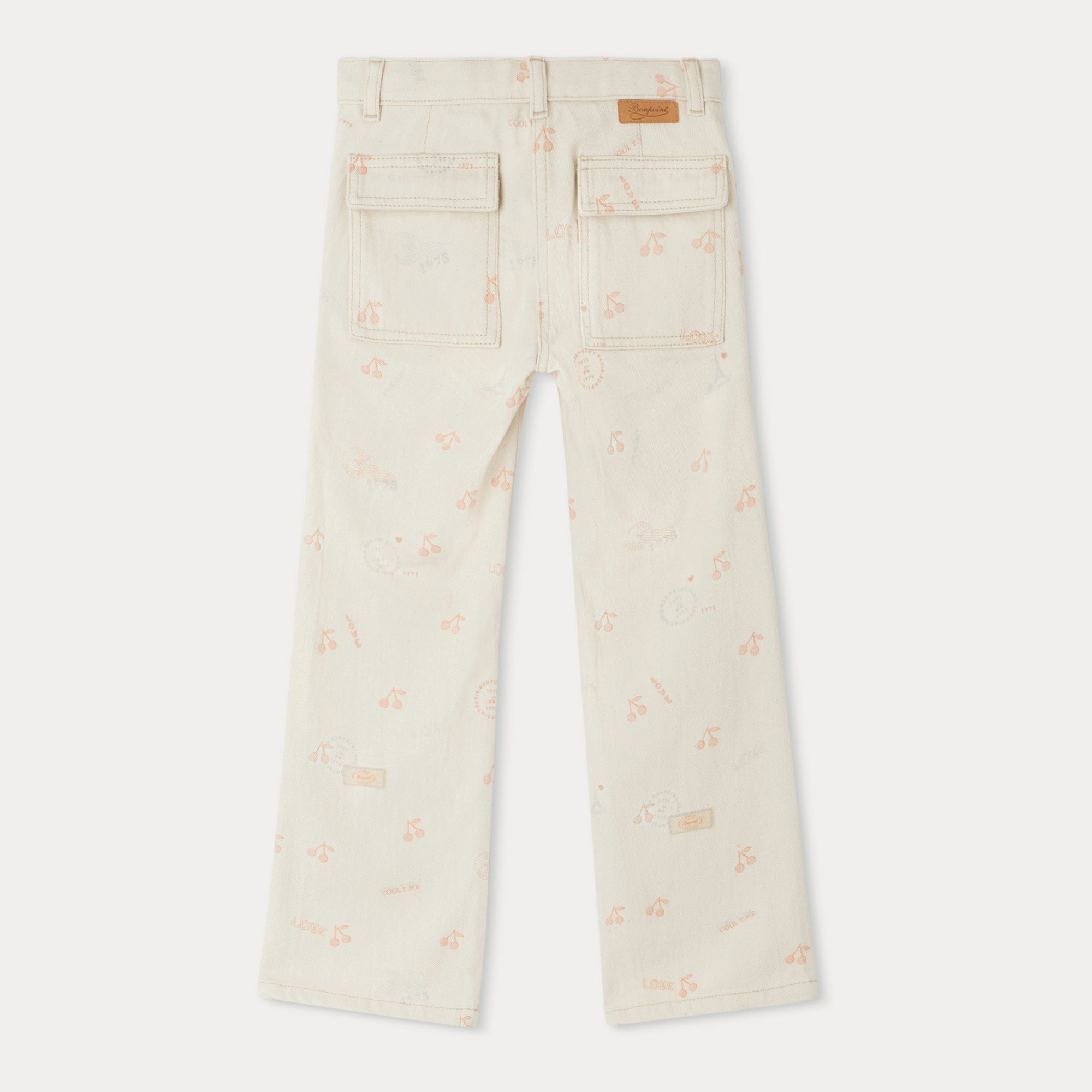 Girls White Logo Cotton Trousers