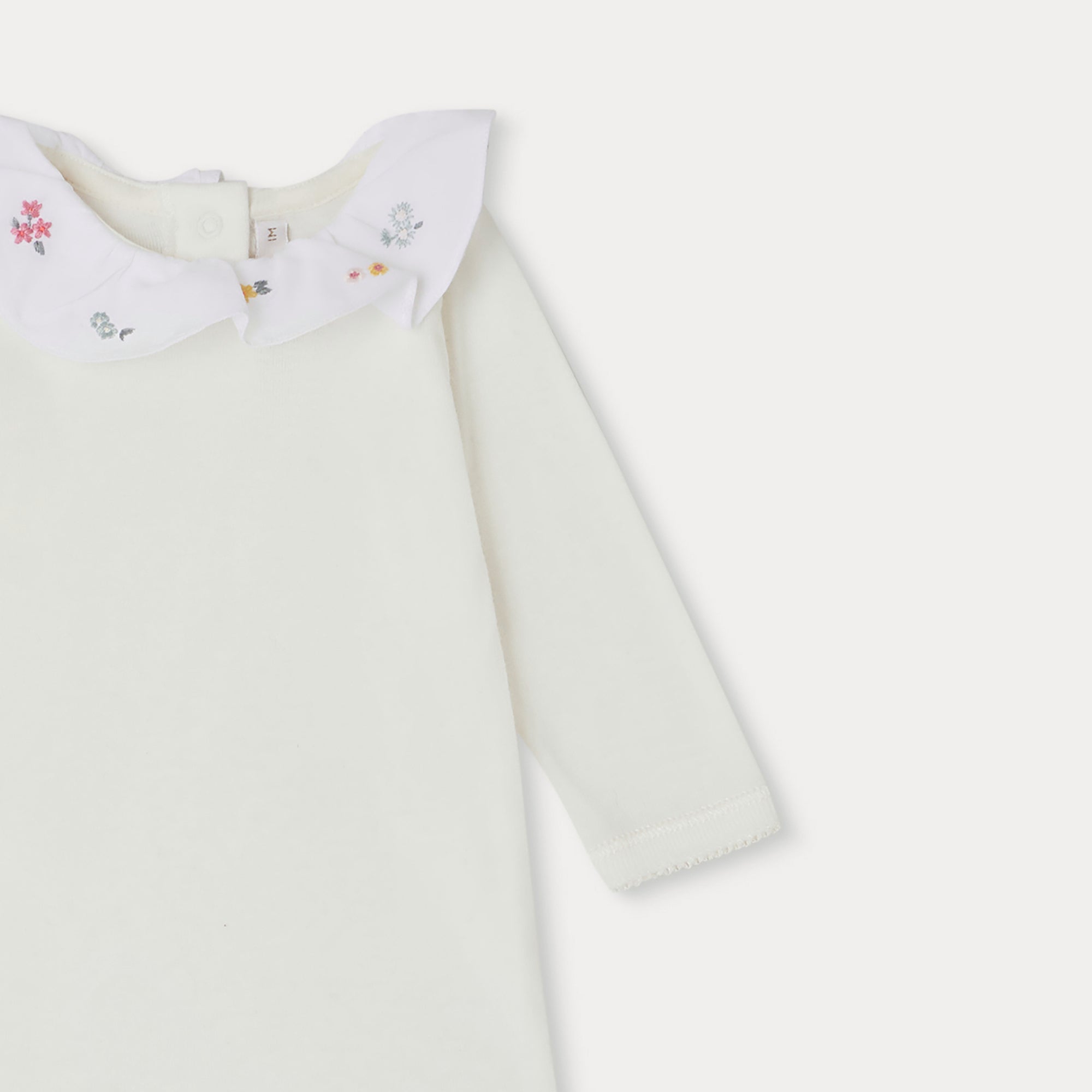 Baby Girls White Embroidered Cotton Babysuit