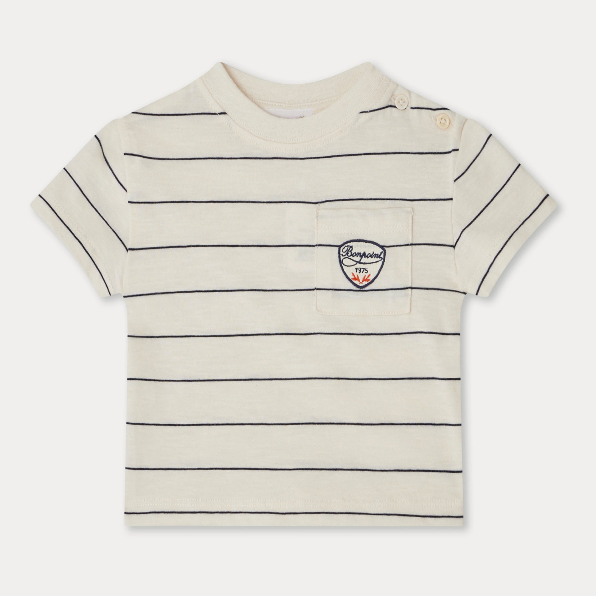 Baby Boys White Stripes Cotton T-Shirt