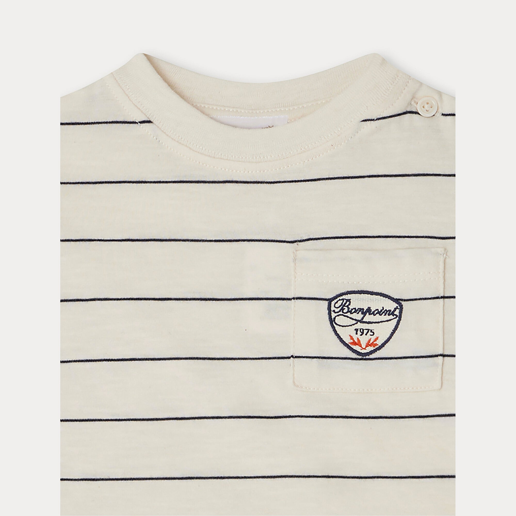 Baby Boys White Stripes Cotton T-Shirt