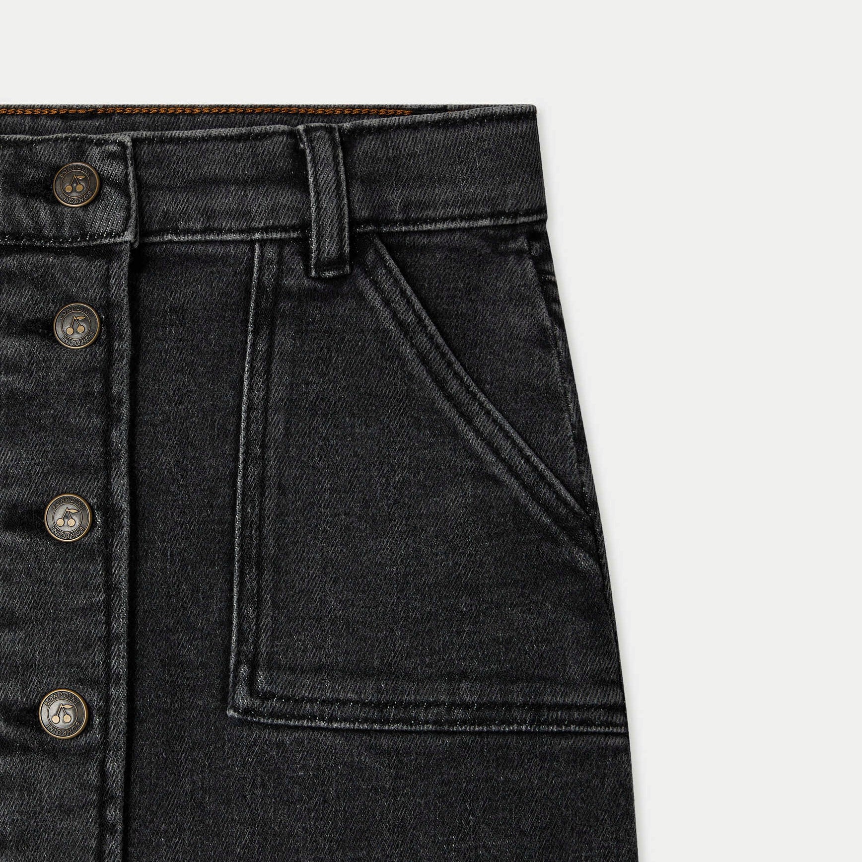 Girls Black Denim Skirt