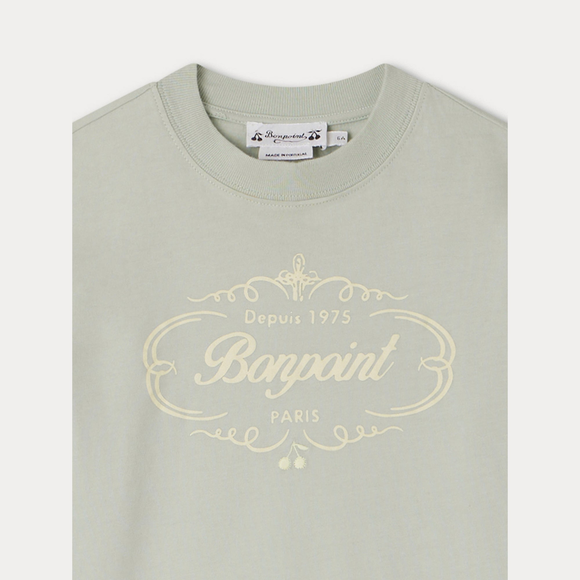 Boys Light Green Logo Cotton T-Shirt
