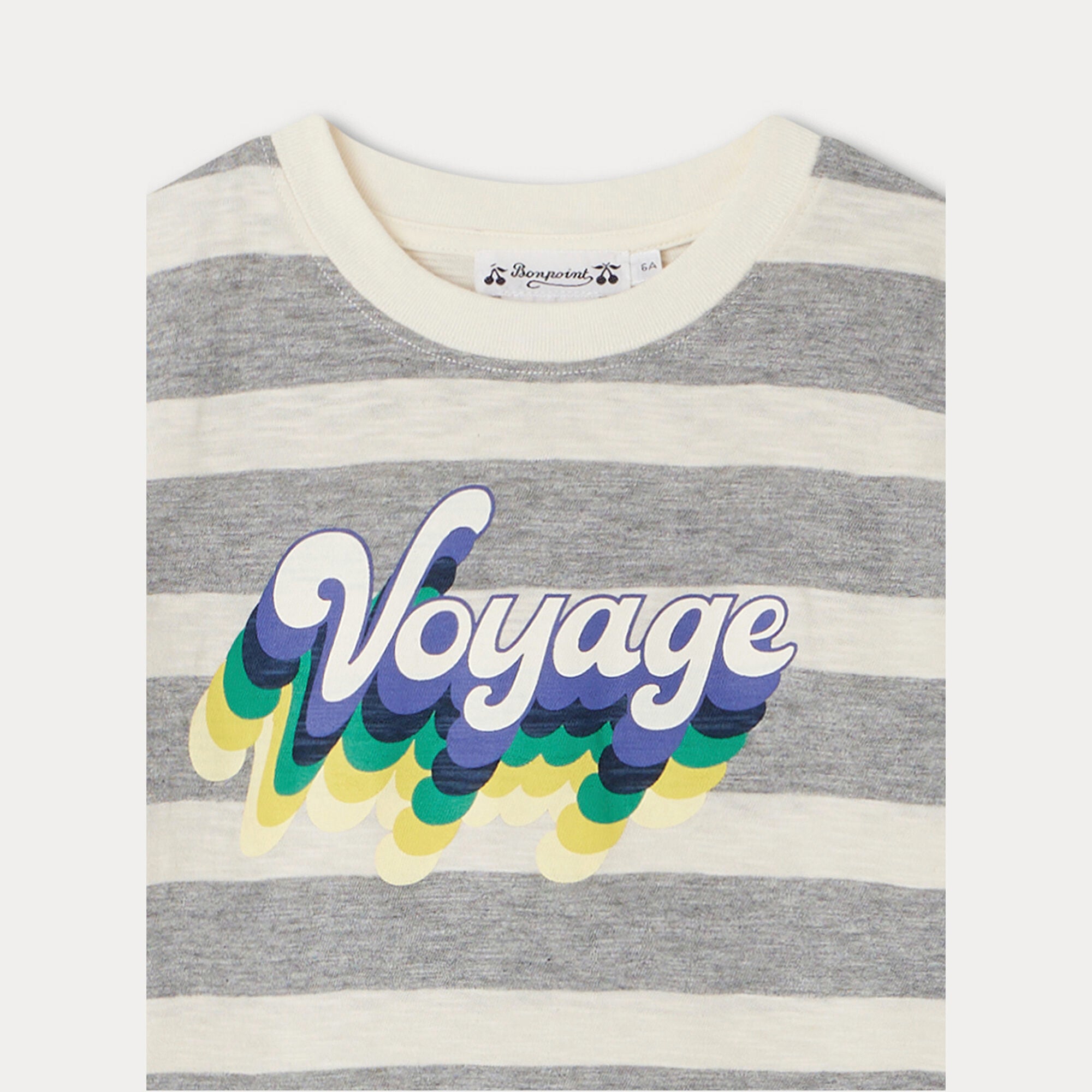 Boys Grey Stripes Cotton T-Shirt
