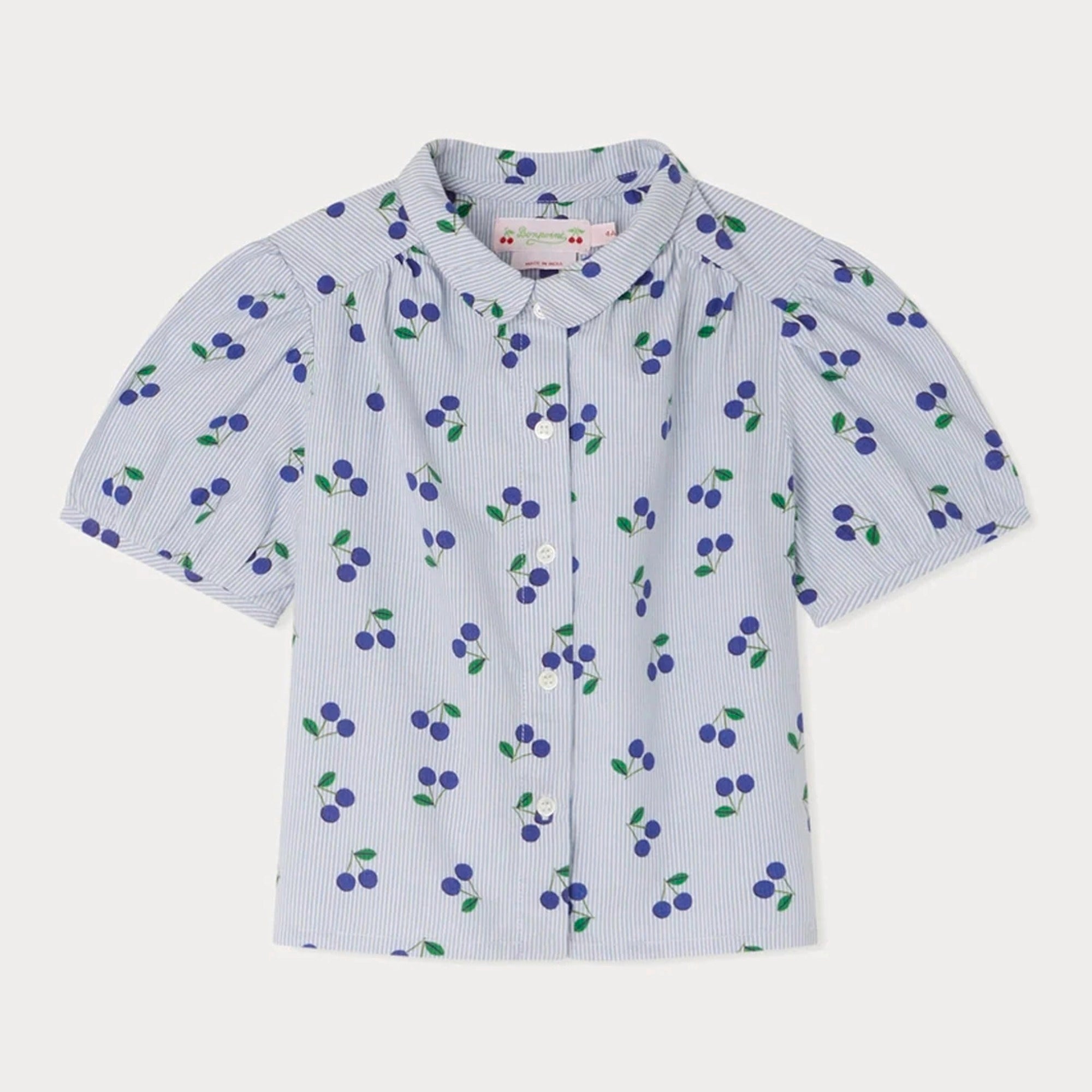 Girls Blue Stripes Cotton Shirt
